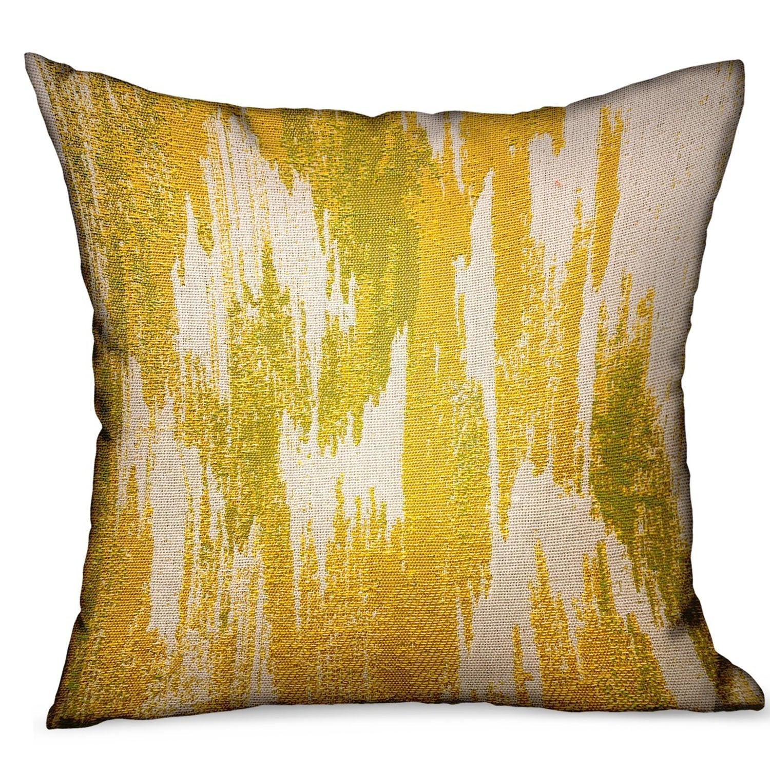 Saffron Love Yellow Ikat Luxury Outdoor/Indoor Throw Pillow-0