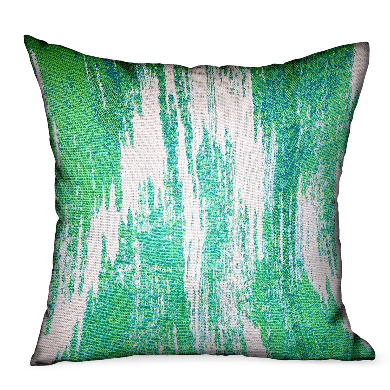 Green Avalanche Green Ikat Luxury Outdoor/Indoor Throw Pillow-0