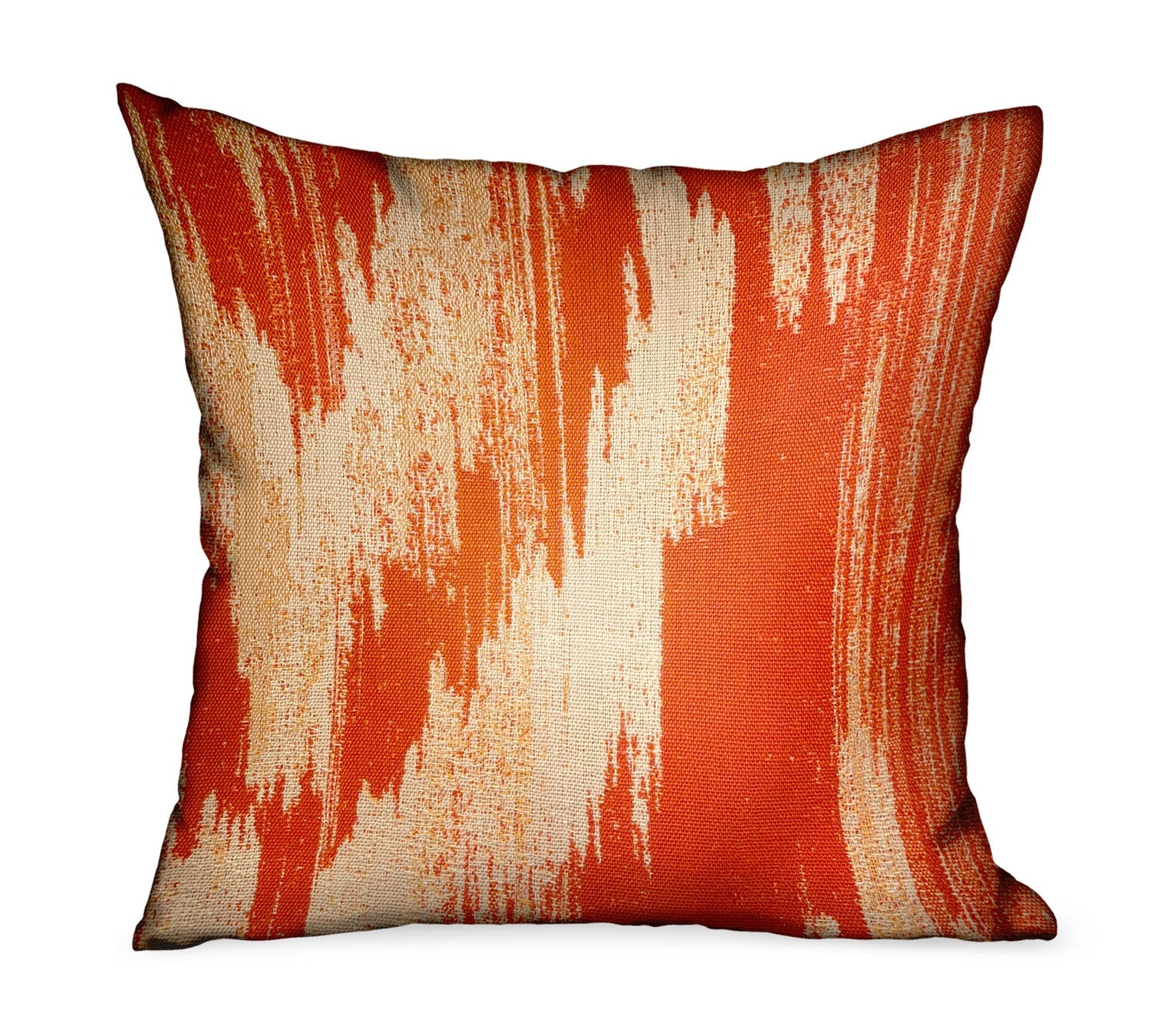 Tangelo Avalanche Orange Ikat Luxury Outdoor/Indoor Throw Pillow-0