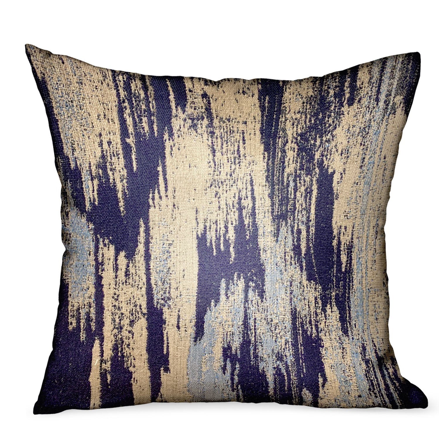 Ocean Avalanche Blue Ikat Luxury Outdoor/Indoor Throw Pillow-0