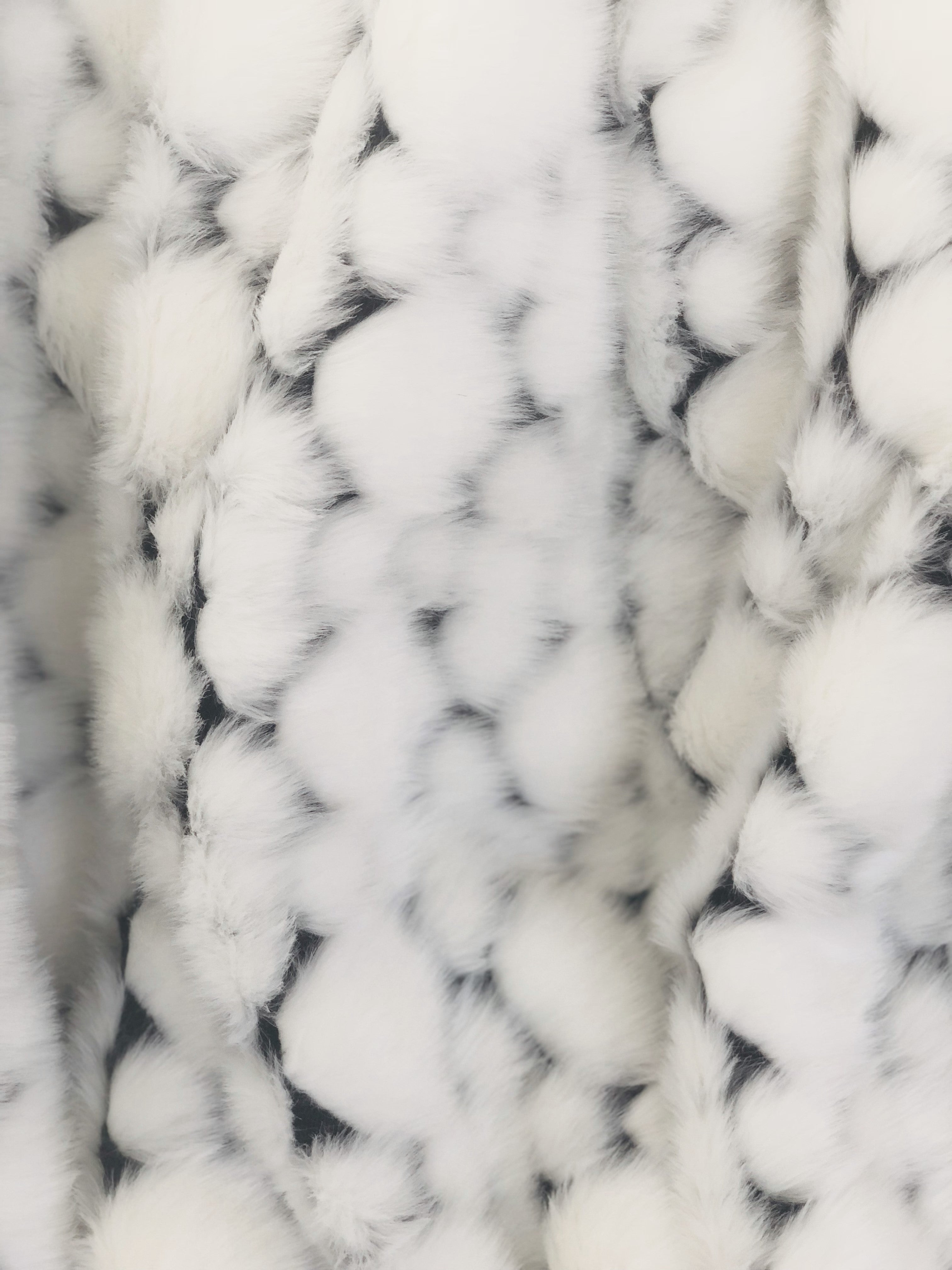 White with Black Shades Faux Fur Snow Luxury Throw-2