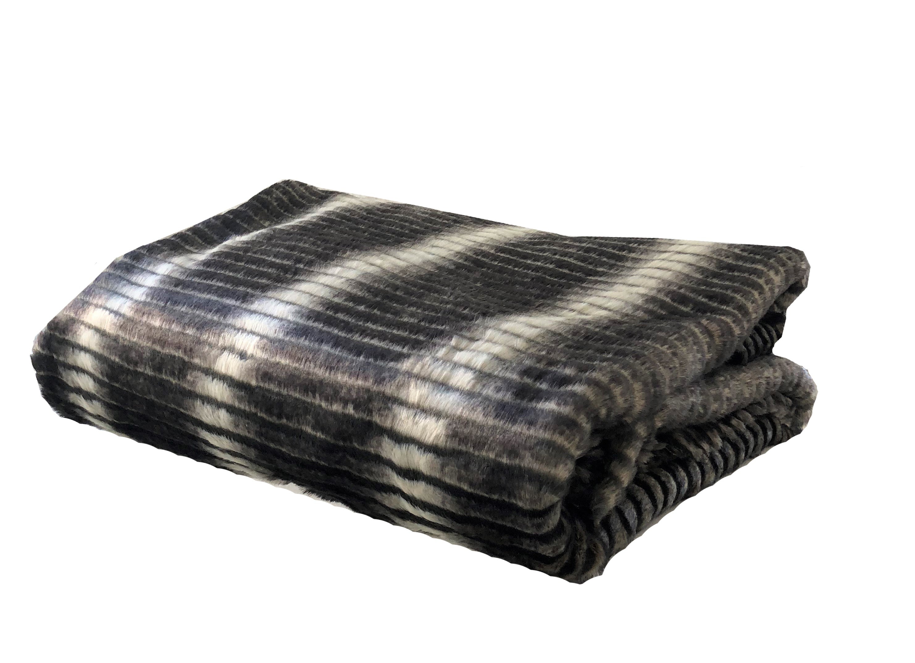 Gray and Taupe Faux Fur Luxury Throw-0