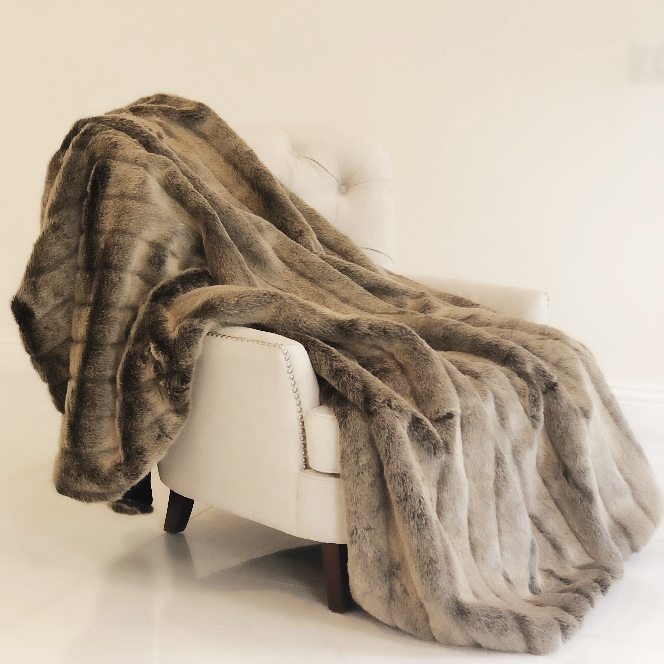 Frost Mink Dark Brown Faux Fur Luxury Throw-1