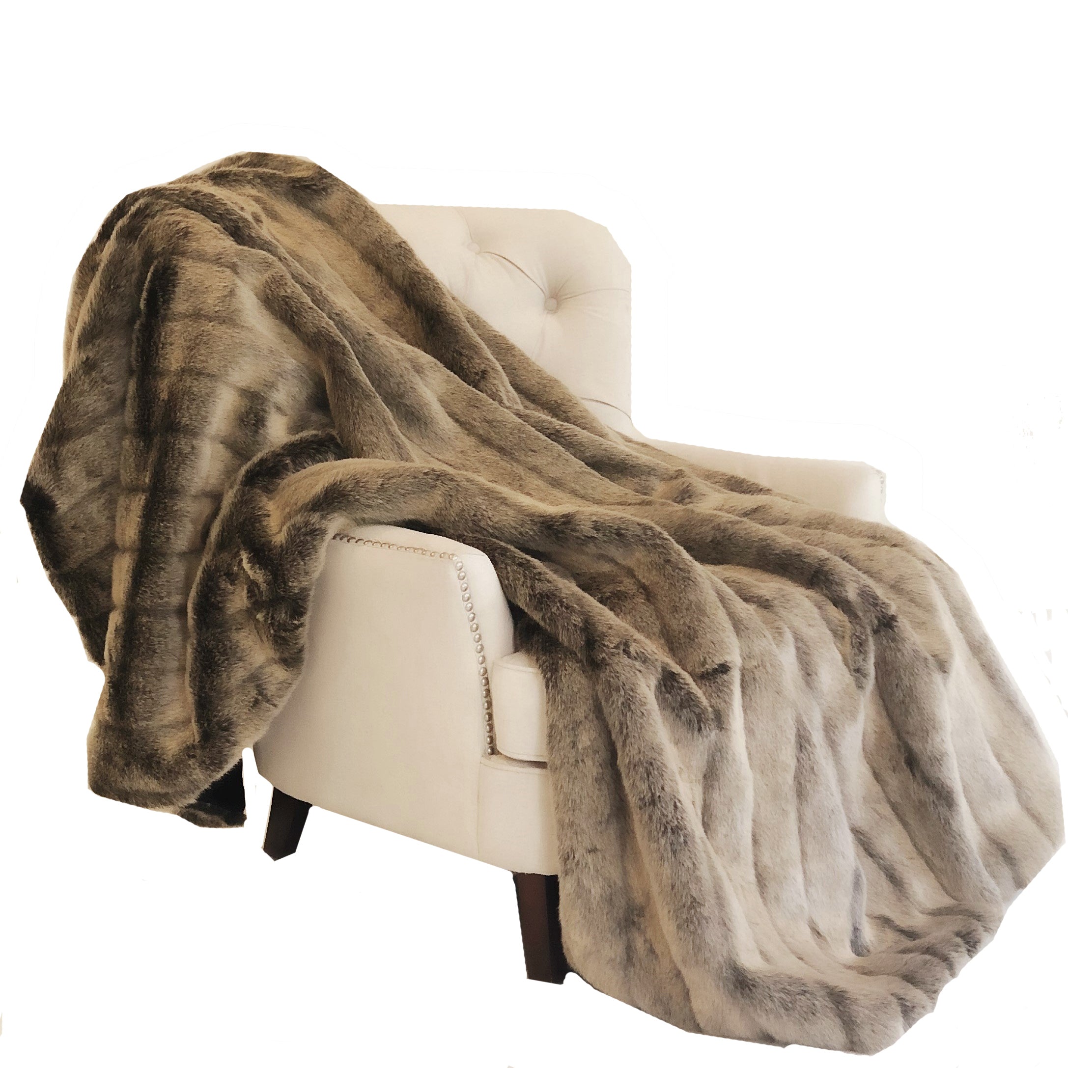 Frost Mink Dark Brown Faux Fur Luxury Throw-0