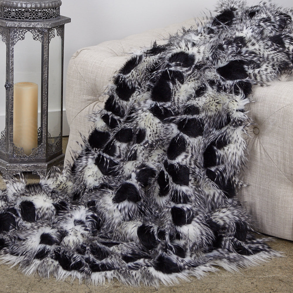 Porcupine Black and White Faux Fur Luxury Throw-1