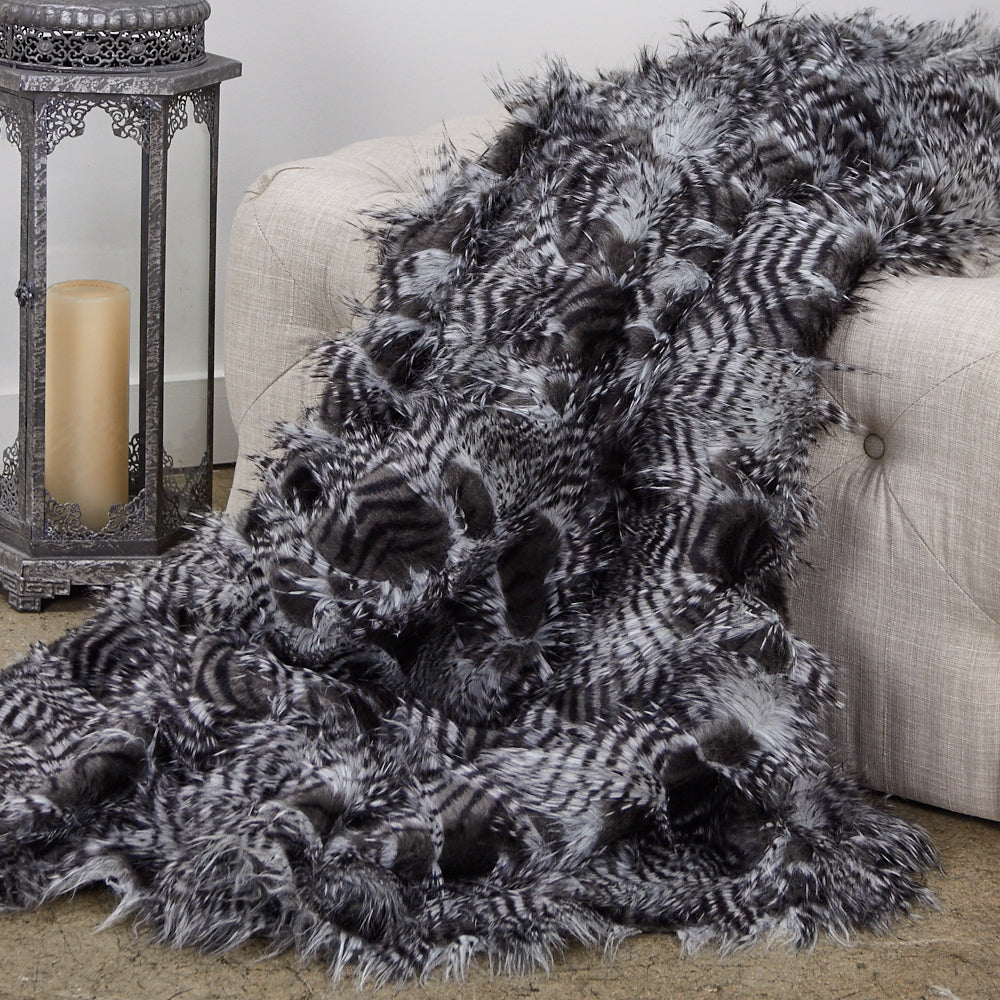 Porcupine Grey and Silver Faux Fur Luxury Throw-1