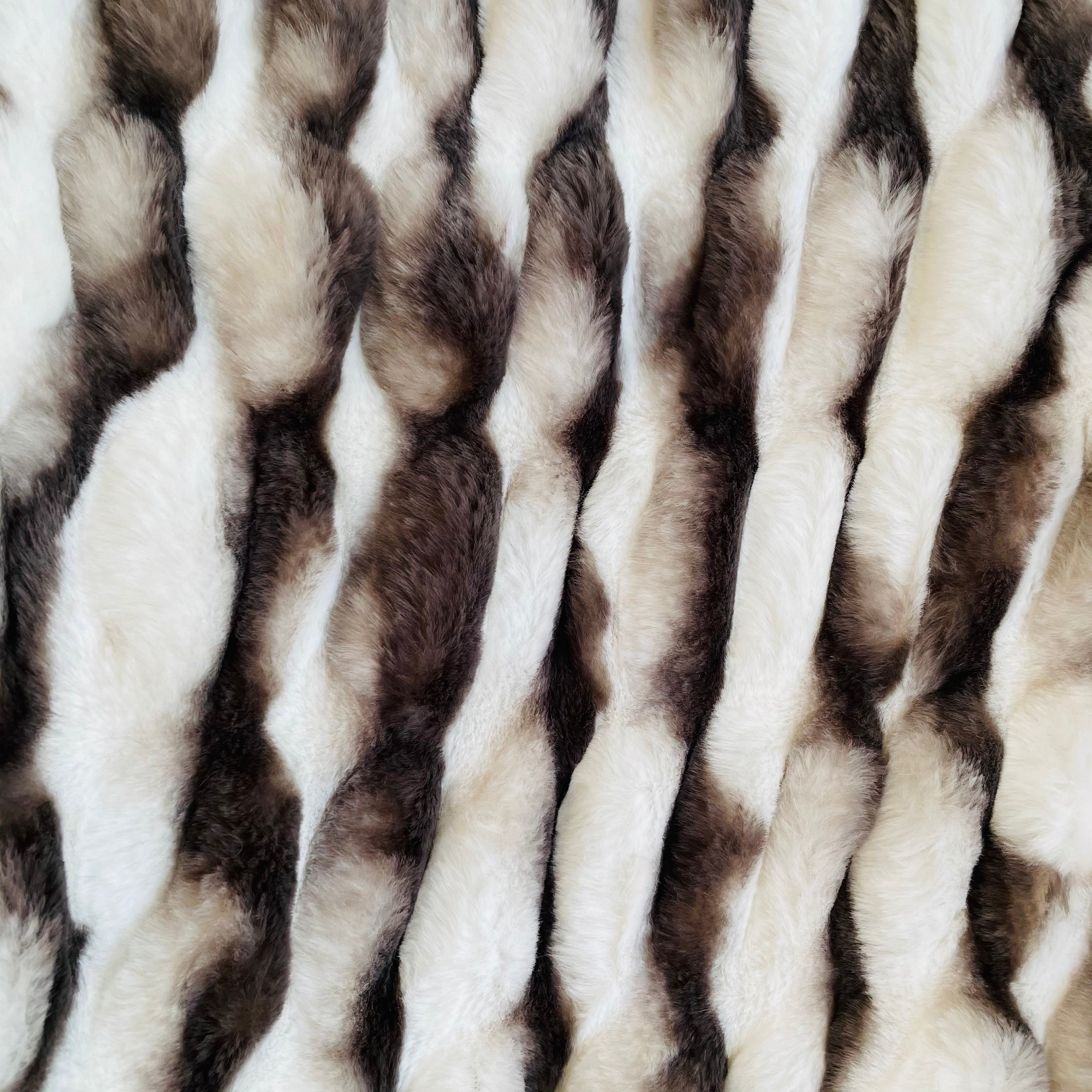 Plutus White Charcoal Snow Chinchilla Faux Fur Luxury Throw Blanket-1