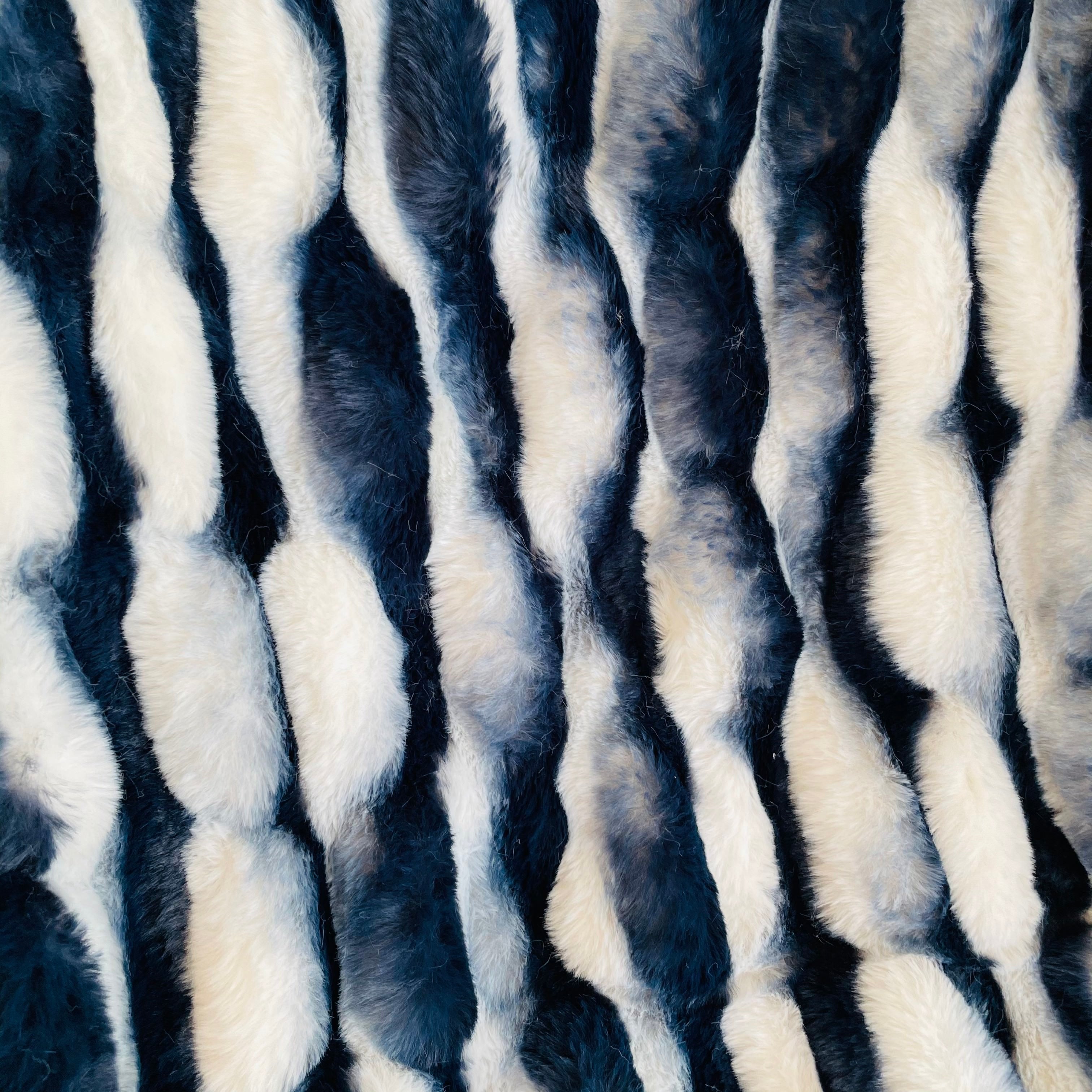 Plutus White Navy Snow Chinchilla Faux Fur Luxury Throw Blanket-1