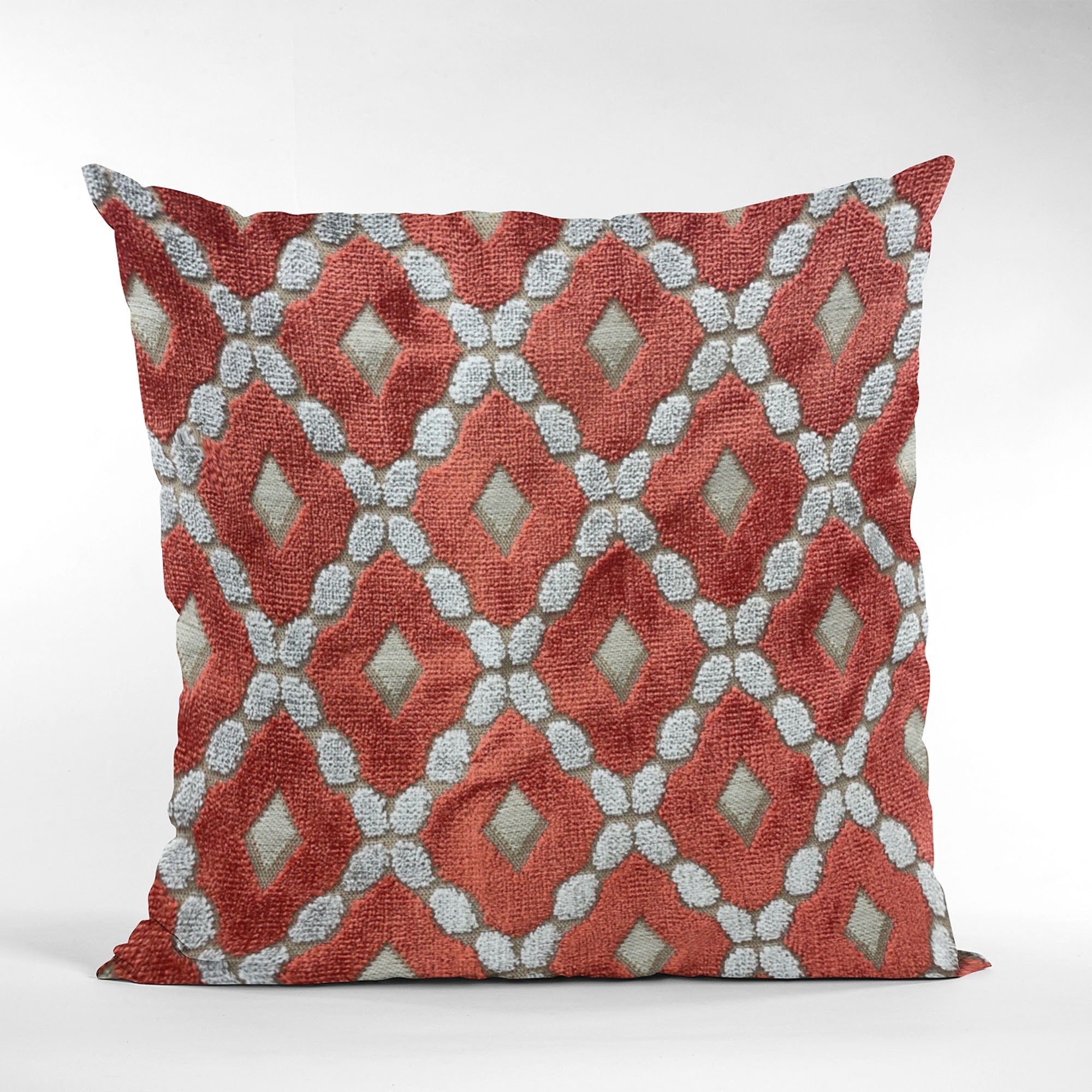 Plutus Velvet Majestic Red, Gray Handmade Luxury Pillow-3