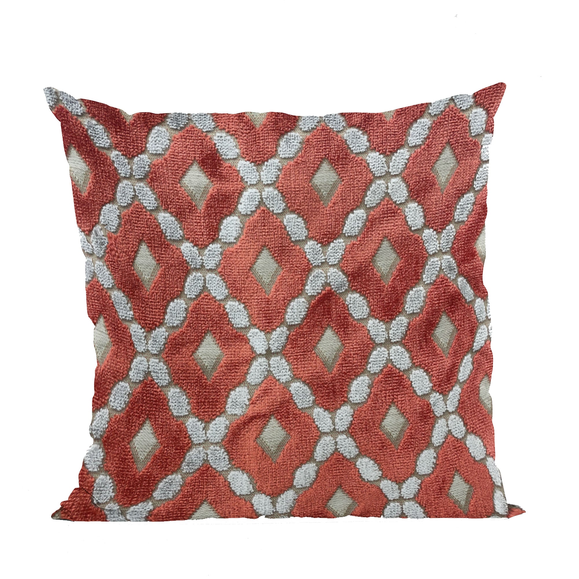 Plutus Velvet Majestic Red, Gray Handmade Luxury Pillow-0