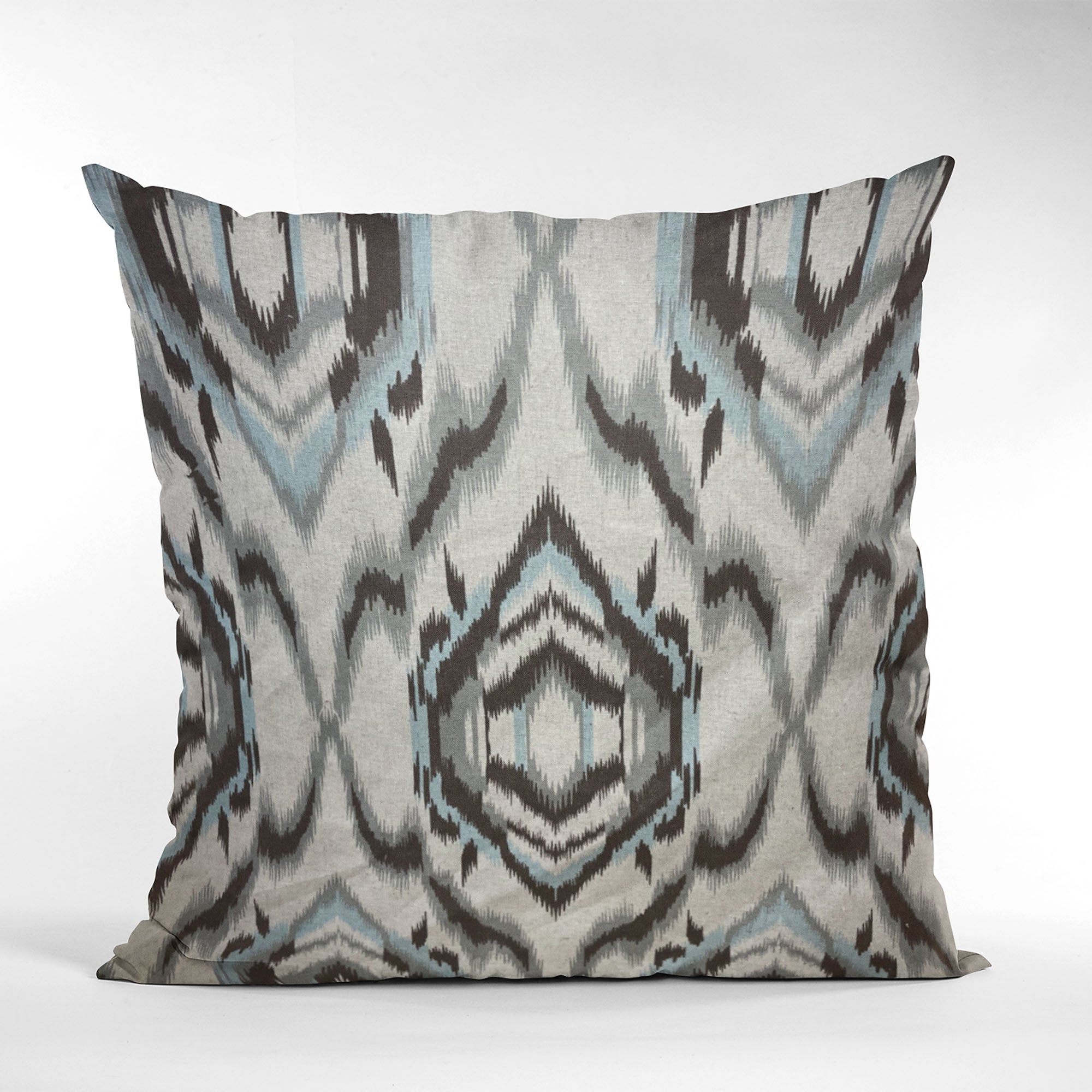 Plutus Ikat Dream Blue, Black, Cream Handmade Luxury Pillow-3