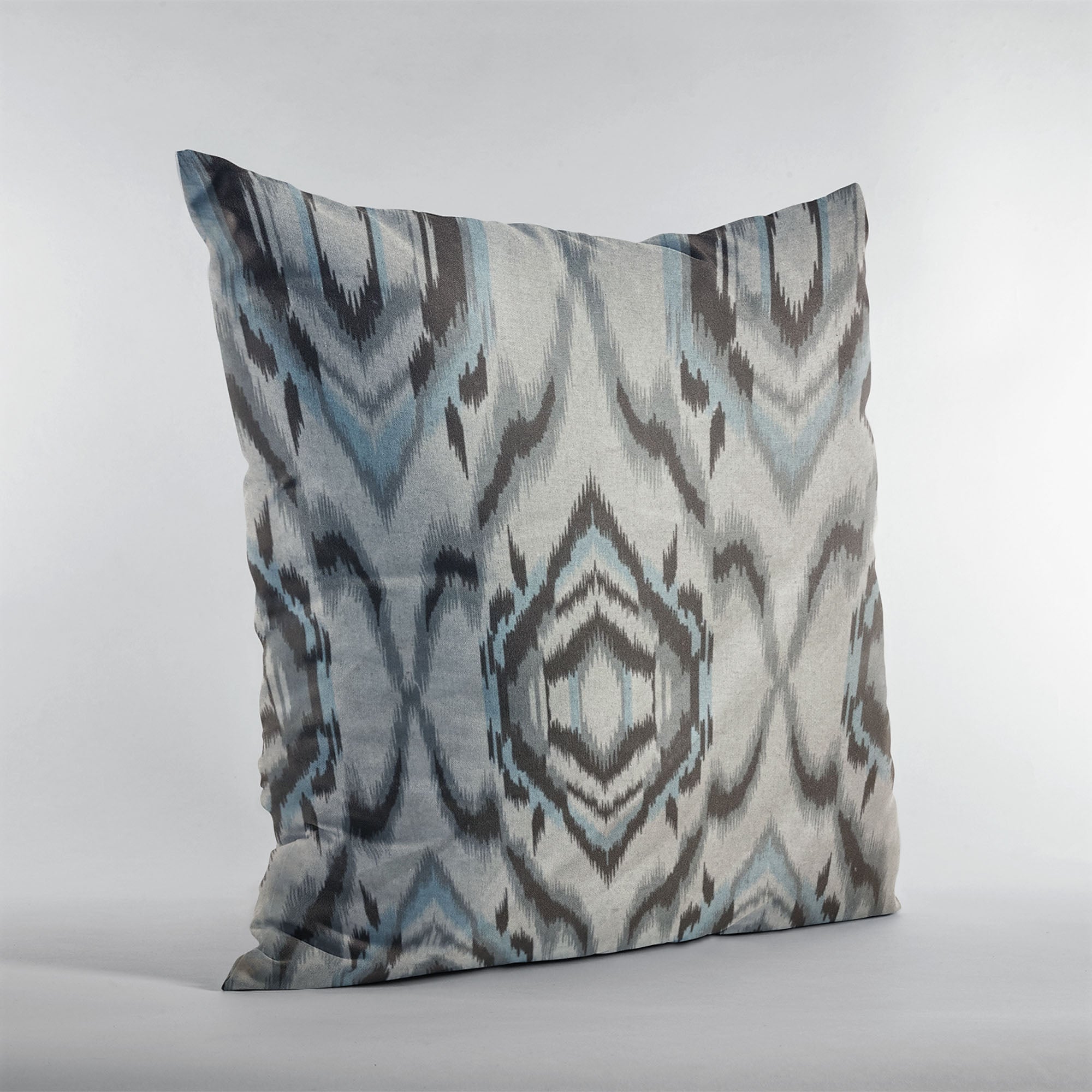 Plutus Ikat Dream Blue, Black, Cream Handmade Luxury Pillow-2