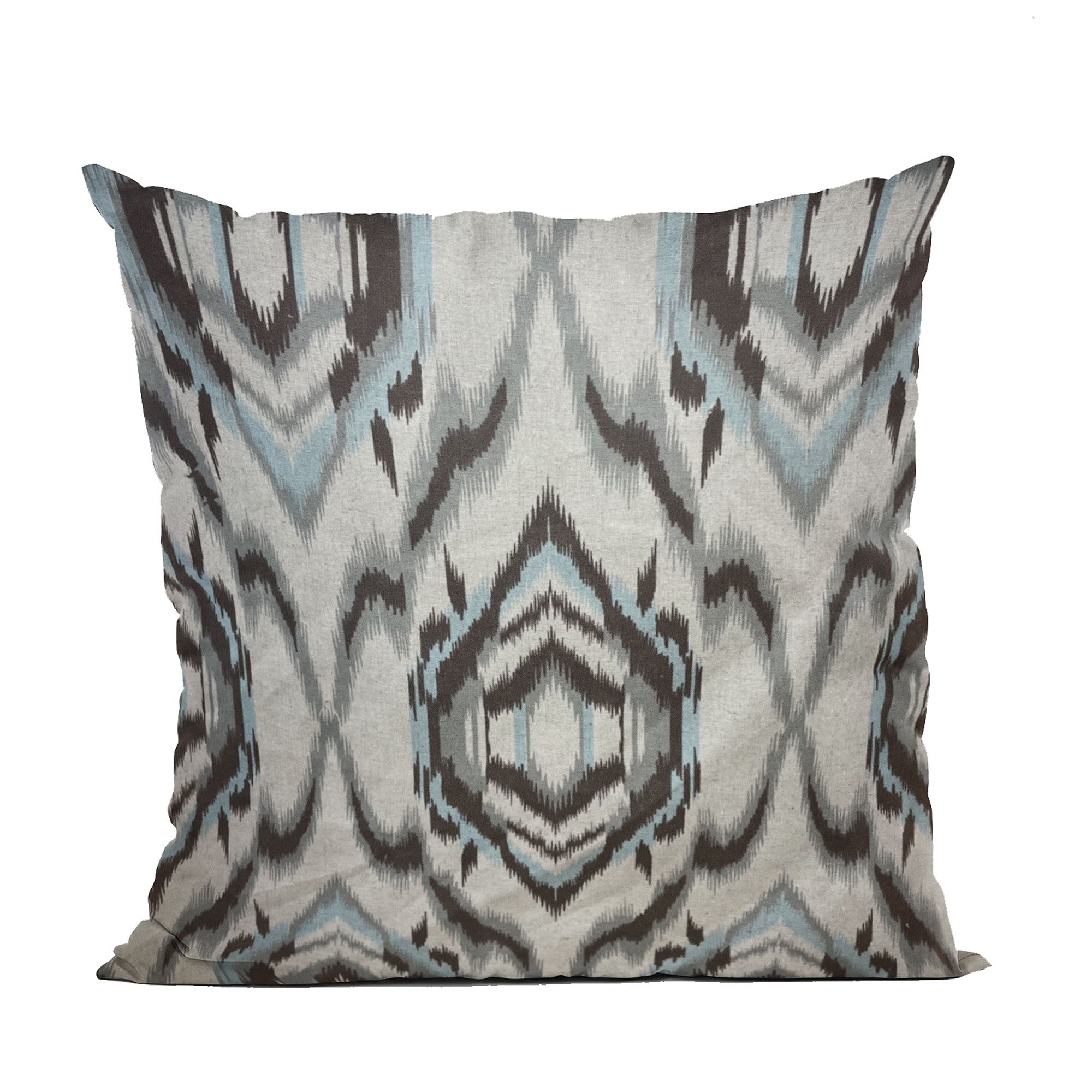 Plutus Ikat Dream Blue, Black, Cream Handmade Luxury Pillow-0