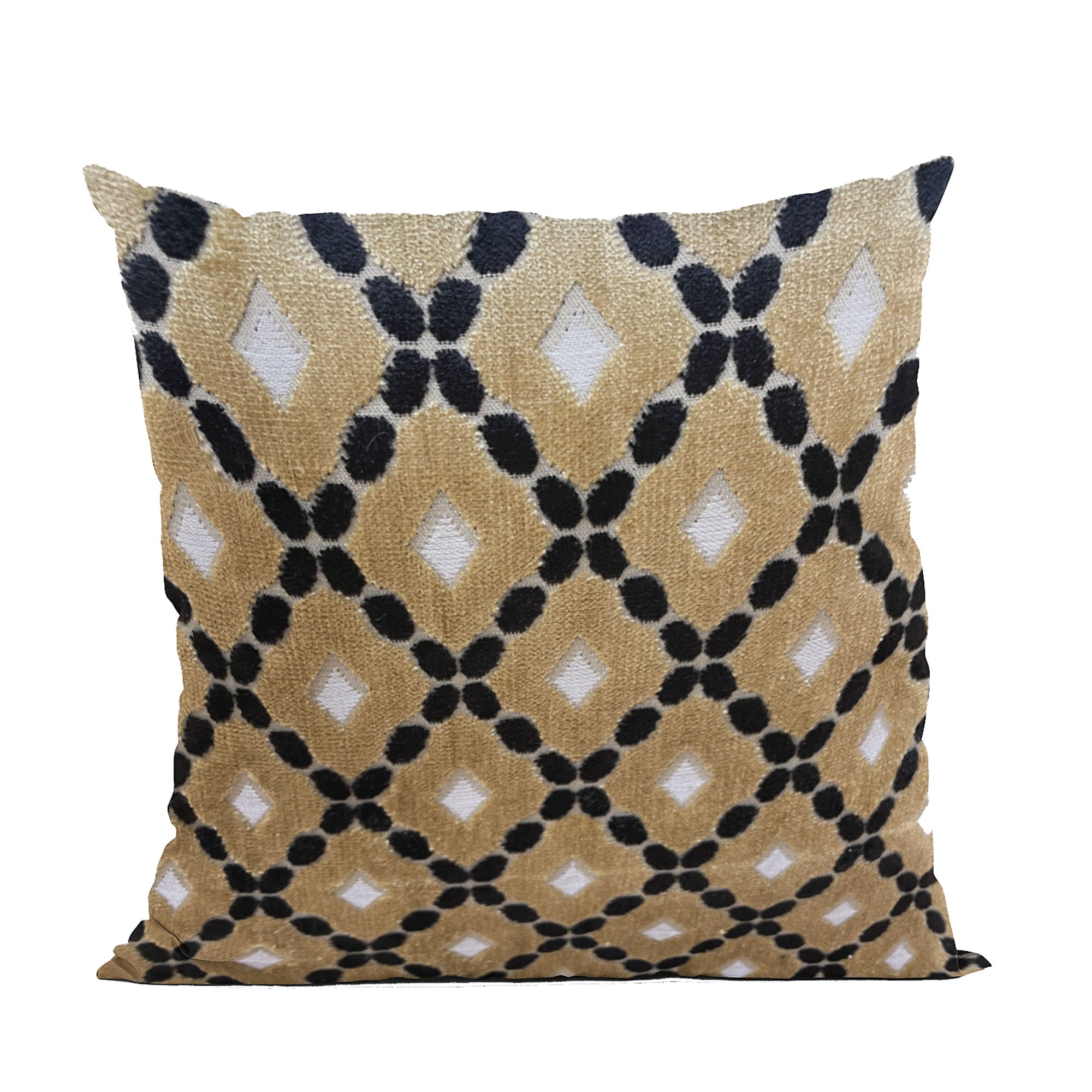 Plutus Velvet Majestic Gold, Black, Cream Handmade Luxury Pillow-0