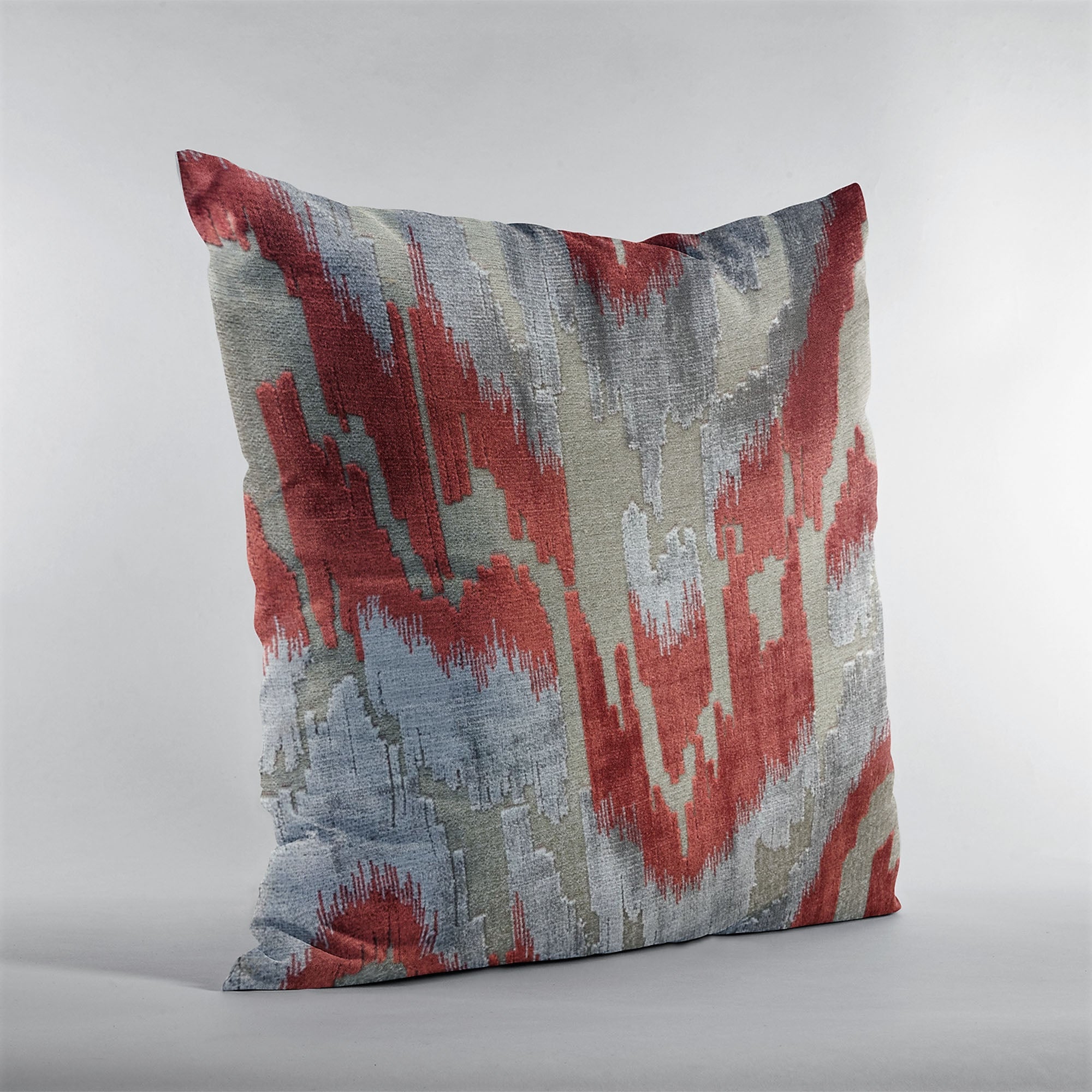 Plutus Velvet Glamour Red, Gray Handmade Luxury Pillow-2