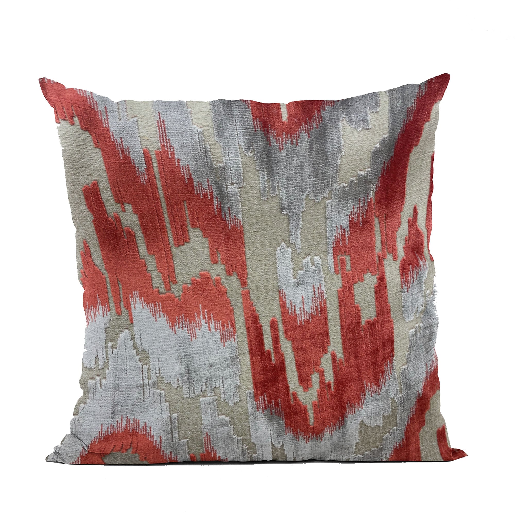 Plutus Velvet Glamour Red, Gray Handmade Luxury Pillow-0