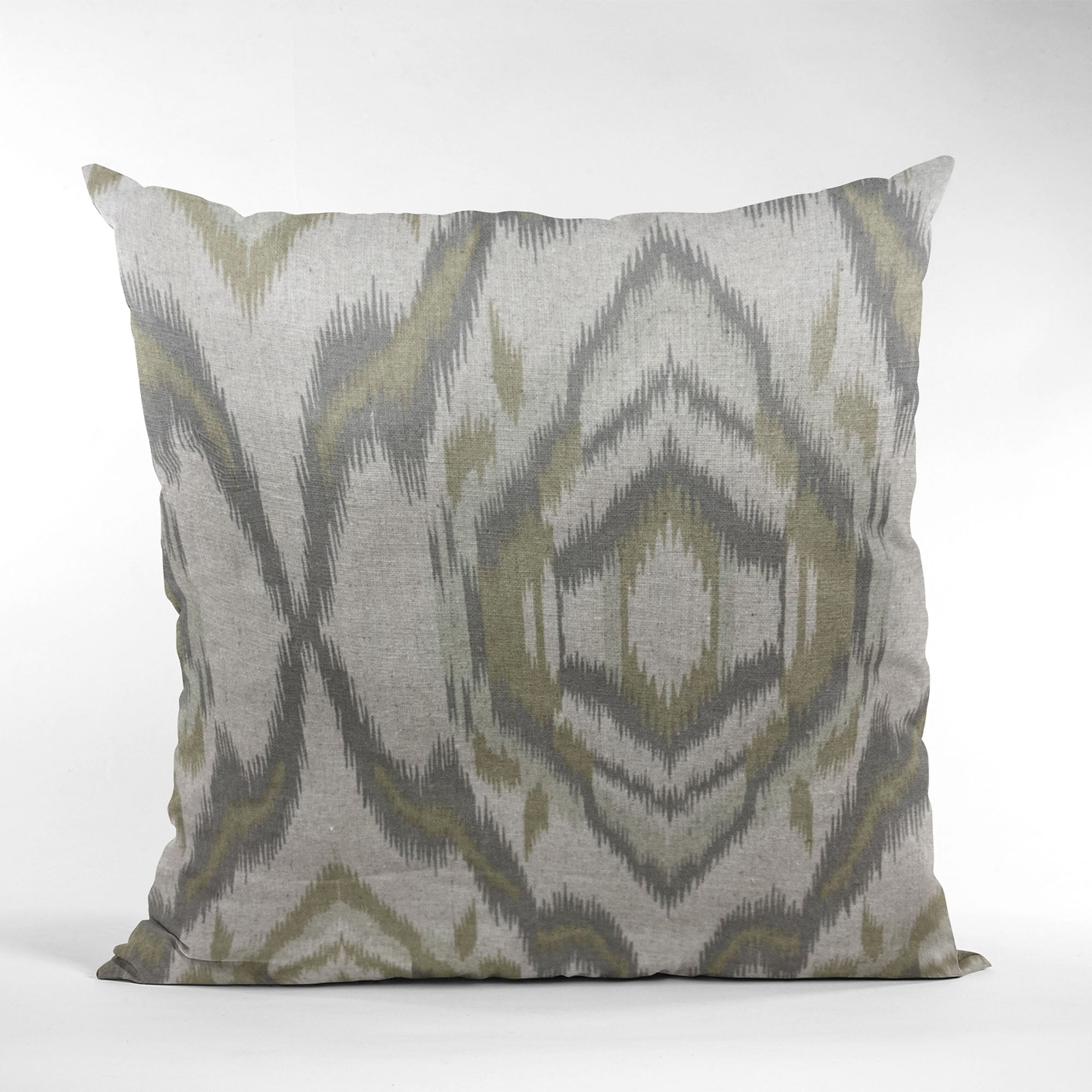 Plutus Ikat Dream Gray, Citrine Handmade Luxury Pillow-3