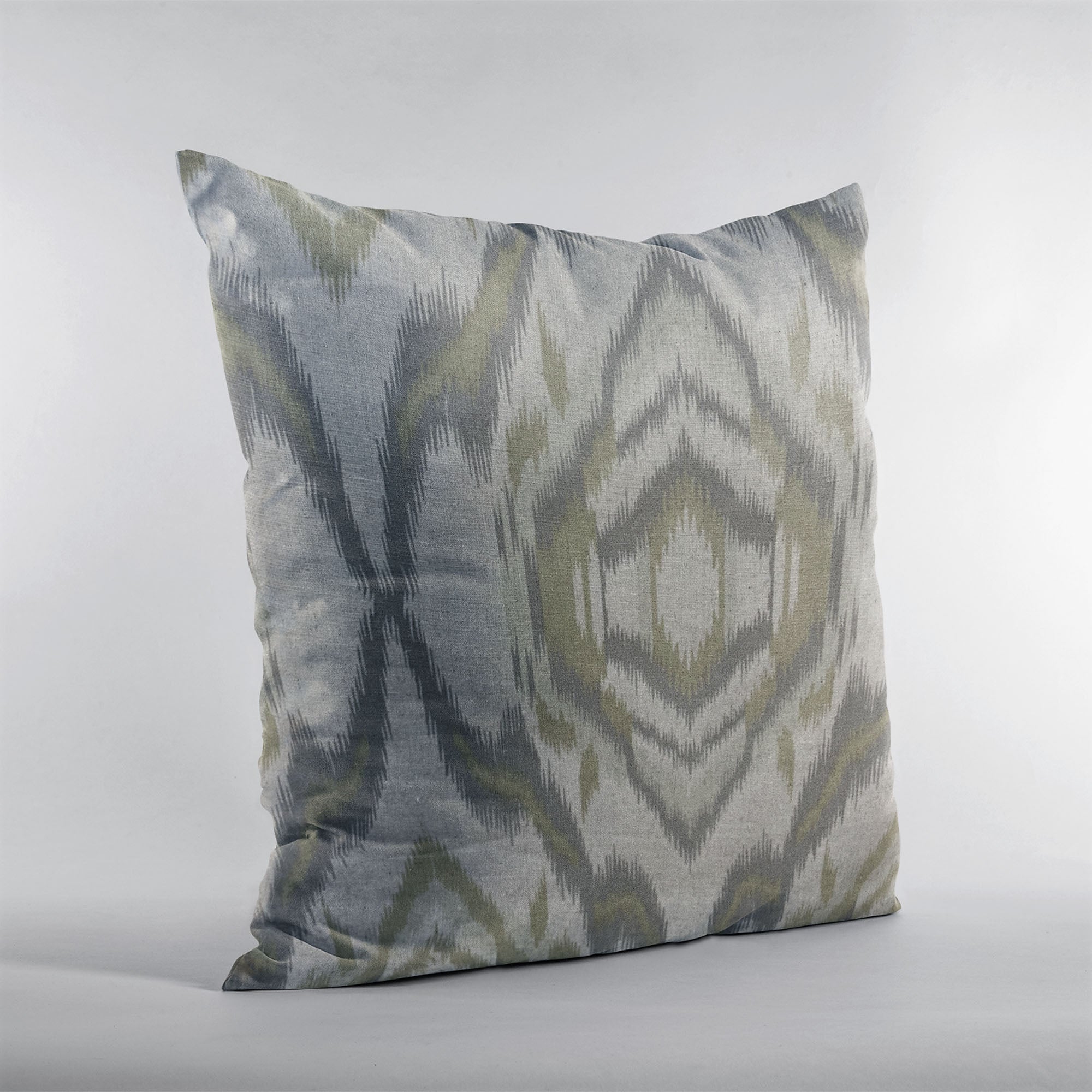 Plutus Ikat Dream Gray, Citrine Handmade Luxury Pillow-2