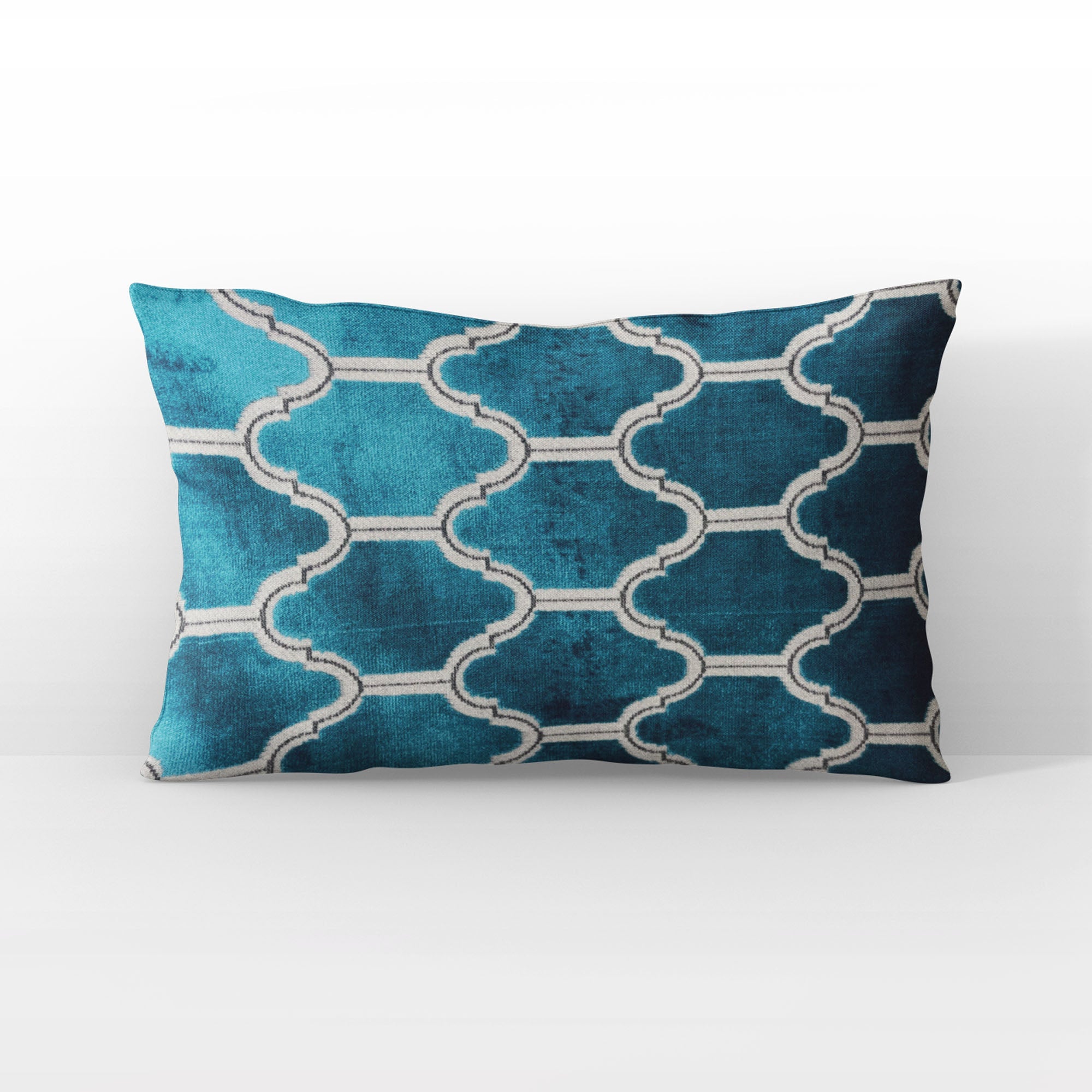 Plutus Teal Royal Arches Geometric Luxury Throw Pillow-1