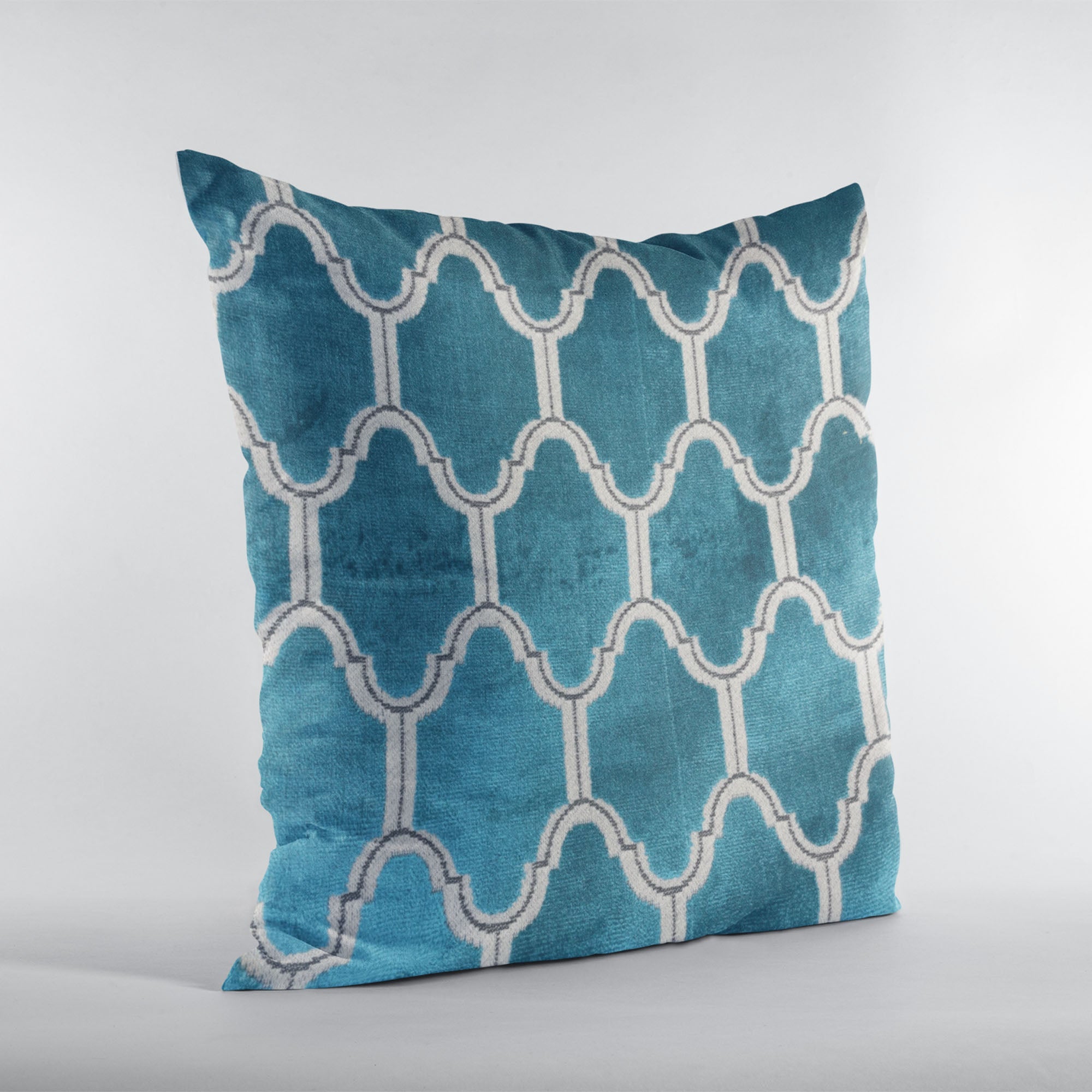 Plutus Teal Royal Arches Geometric Luxury Throw Pillow-2