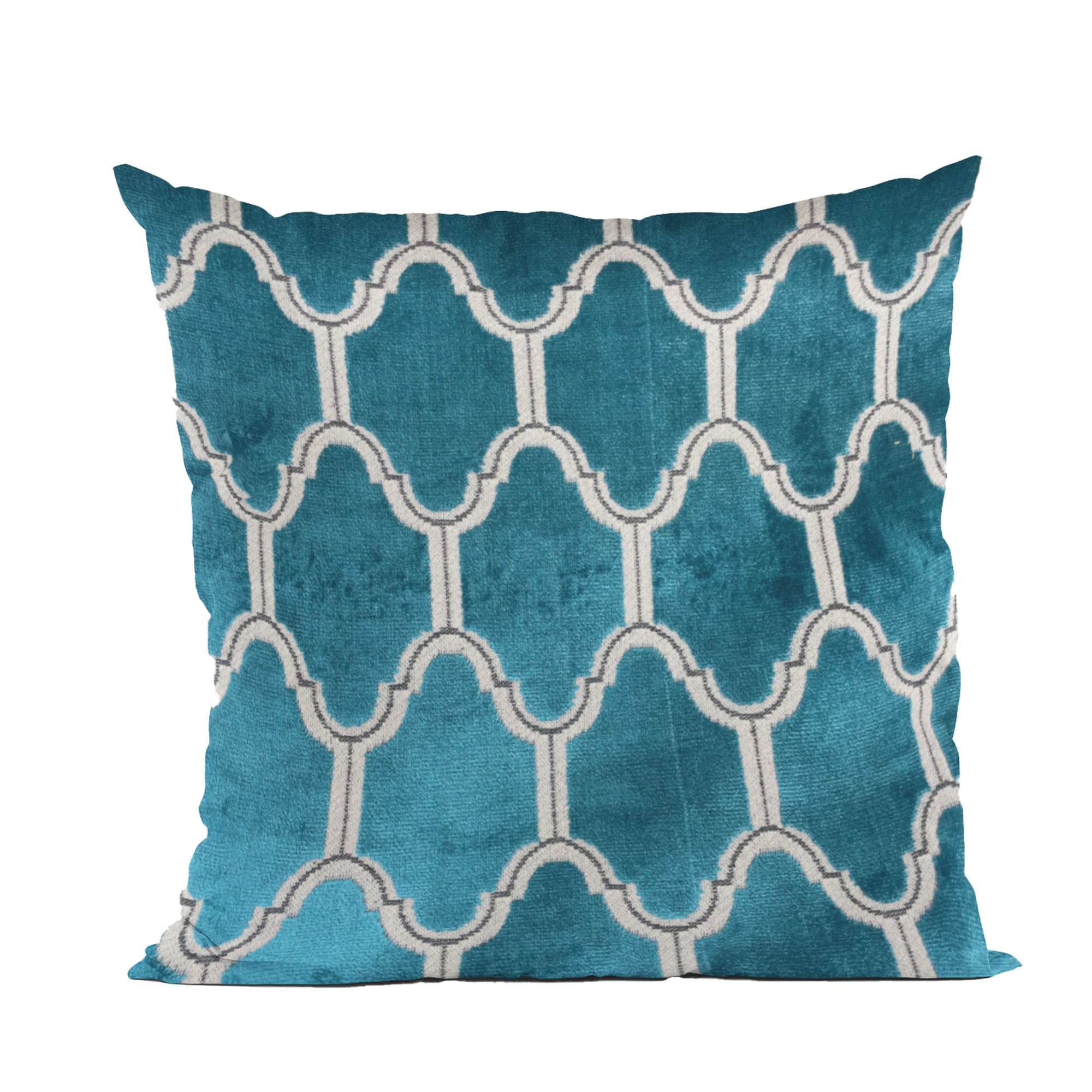 Plutus Teal Royal Arches Geometric Luxury Throw Pillow-0