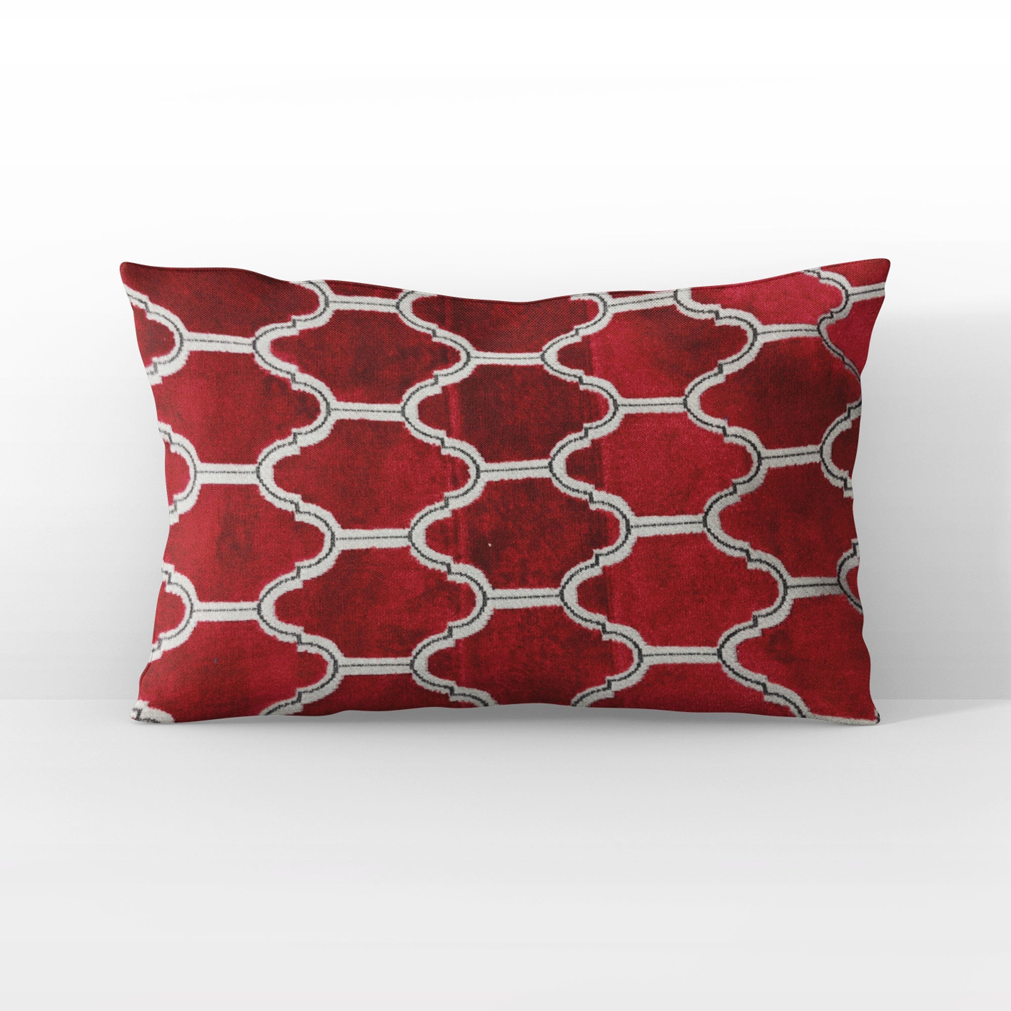 Plutus Red Royal Arches Geometric Luxury Throw Pillow-1