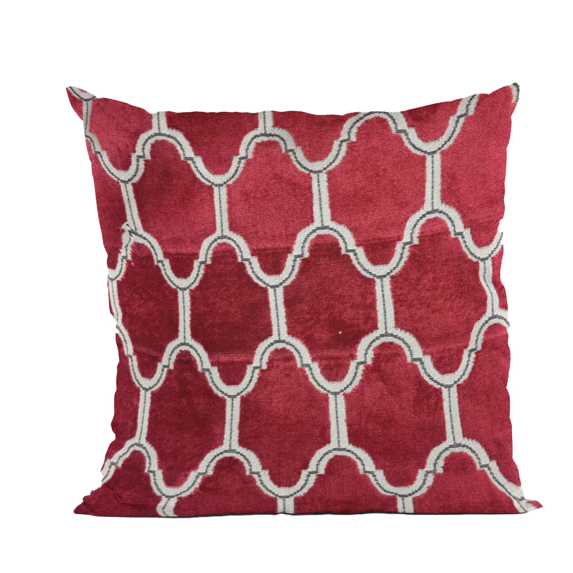 Plutus Red Royal Arches Geometric Luxury Throw Pillow-0