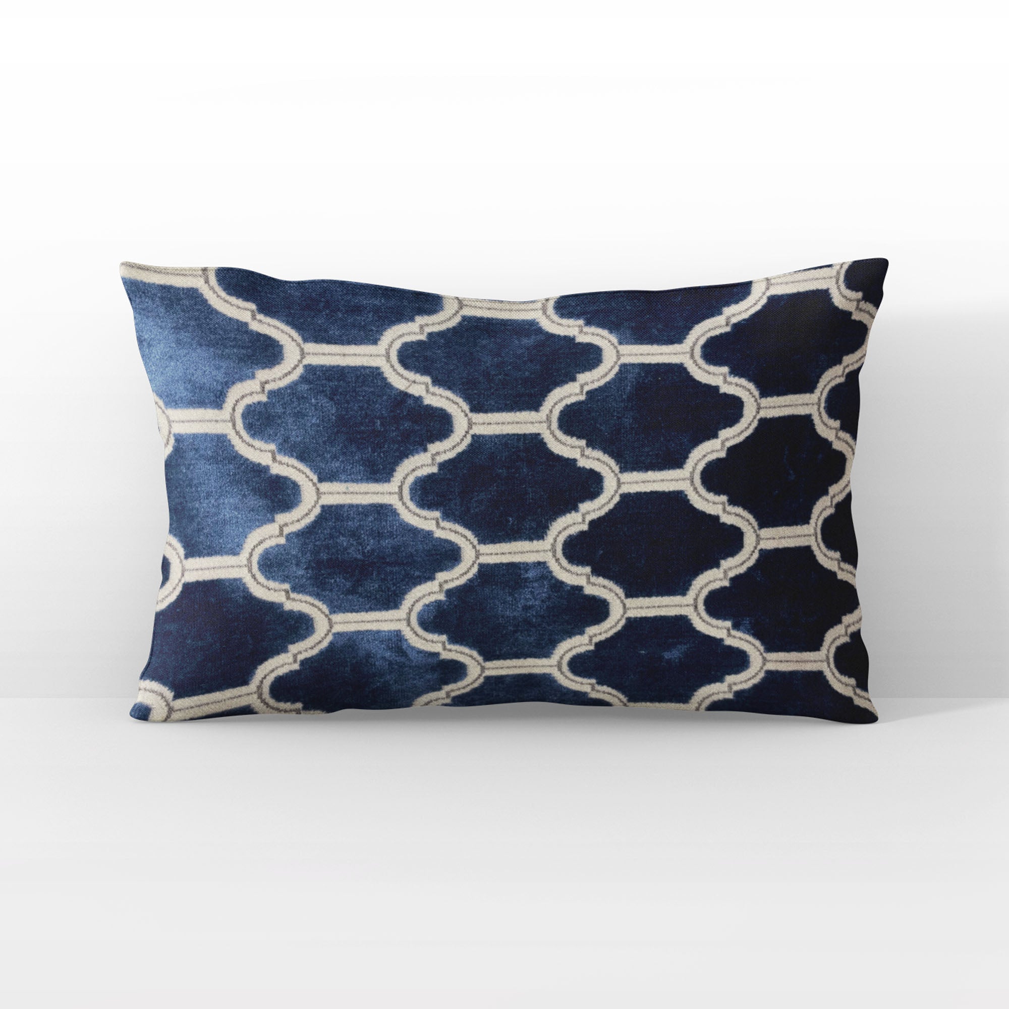 Plutus Navy Royal Arches Geometric Luxury Throw Pillow-1