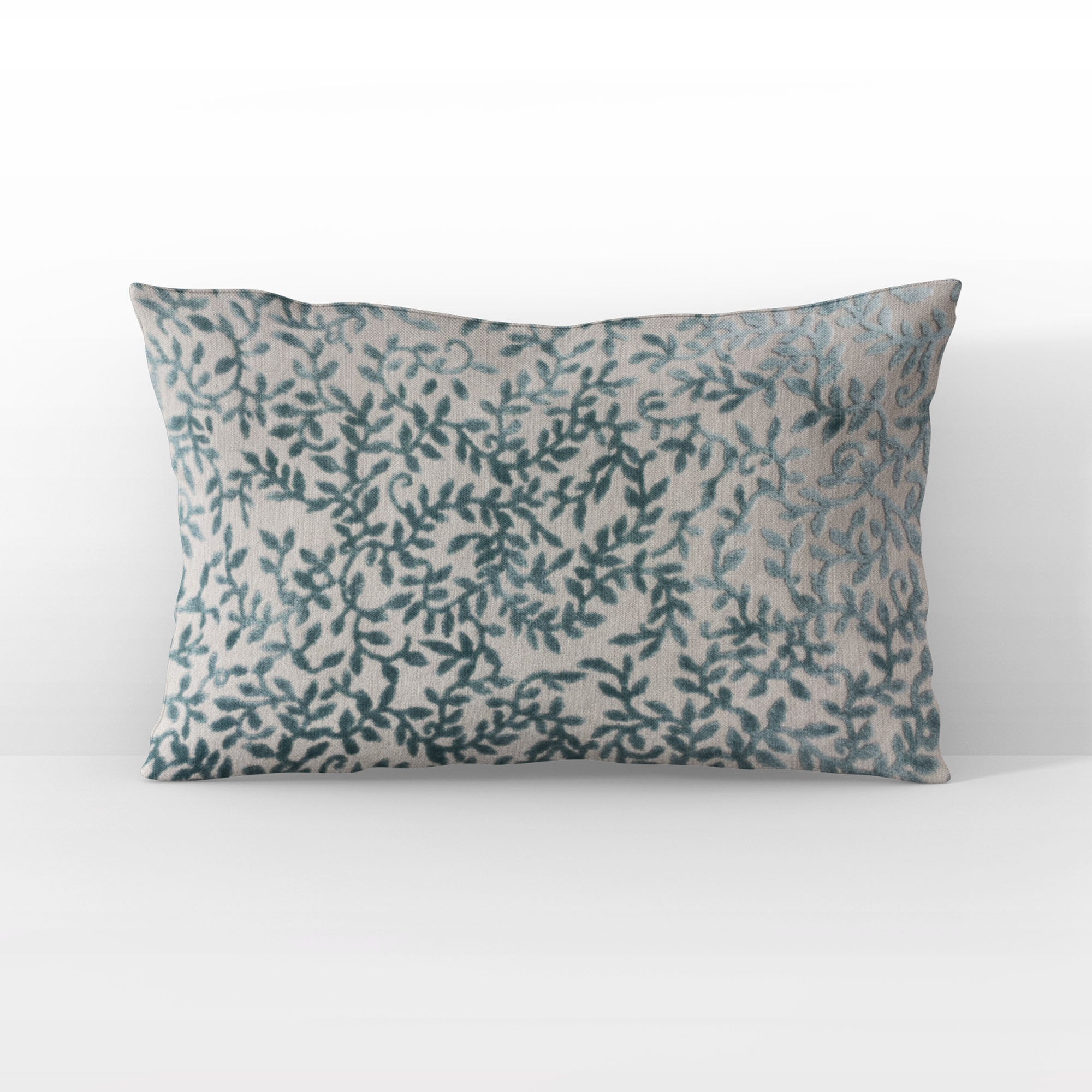 Plutus Teal Whispering Vines Floral Luxury Throw Pillow-1