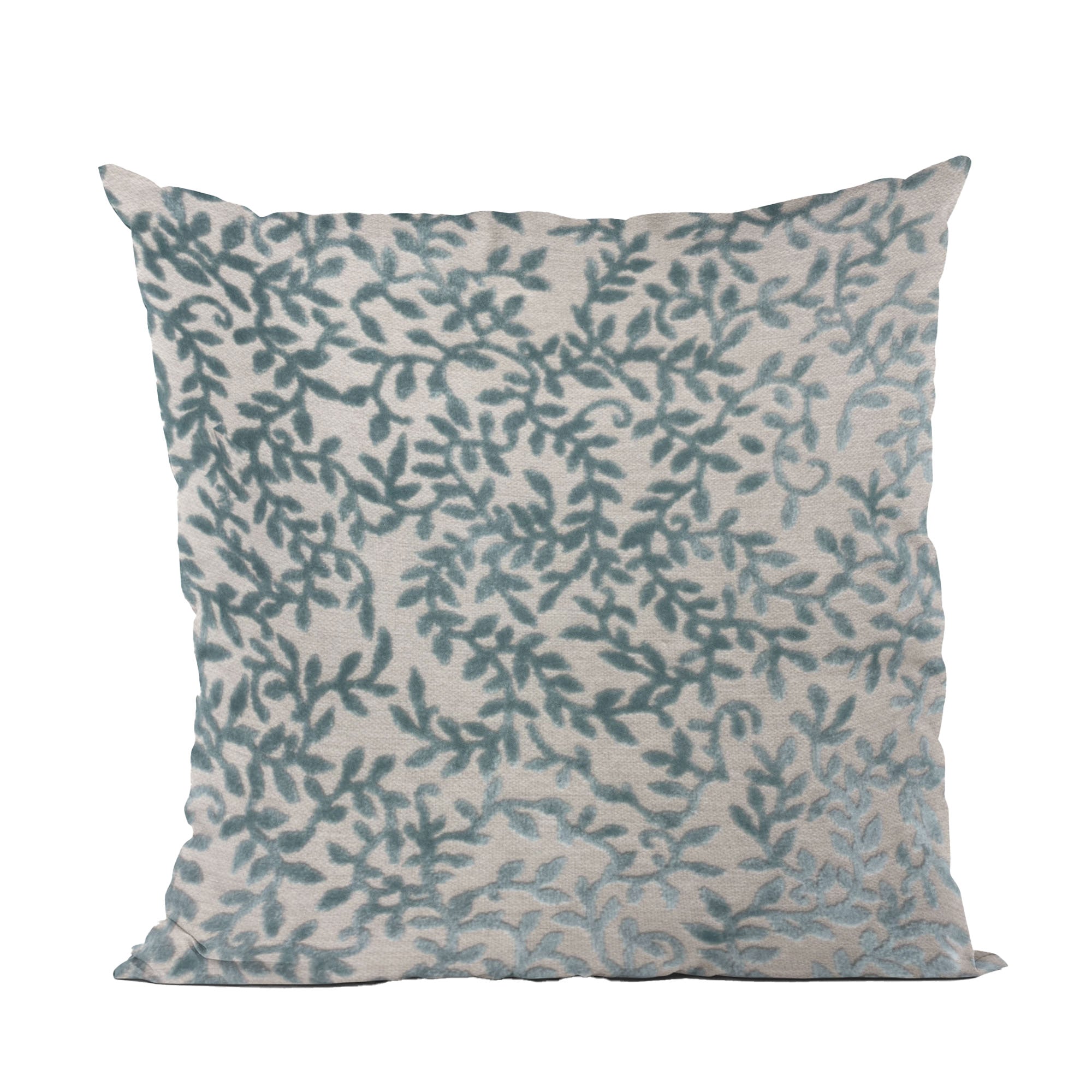 Plutus Teal Whispering Vines Floral Luxury Throw Pillow-0