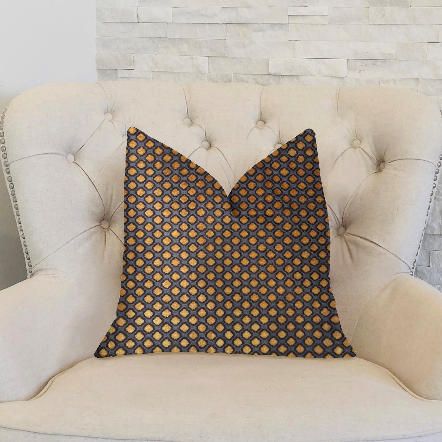 Aliza Gold and Gray Luxury Throw Pillow-1