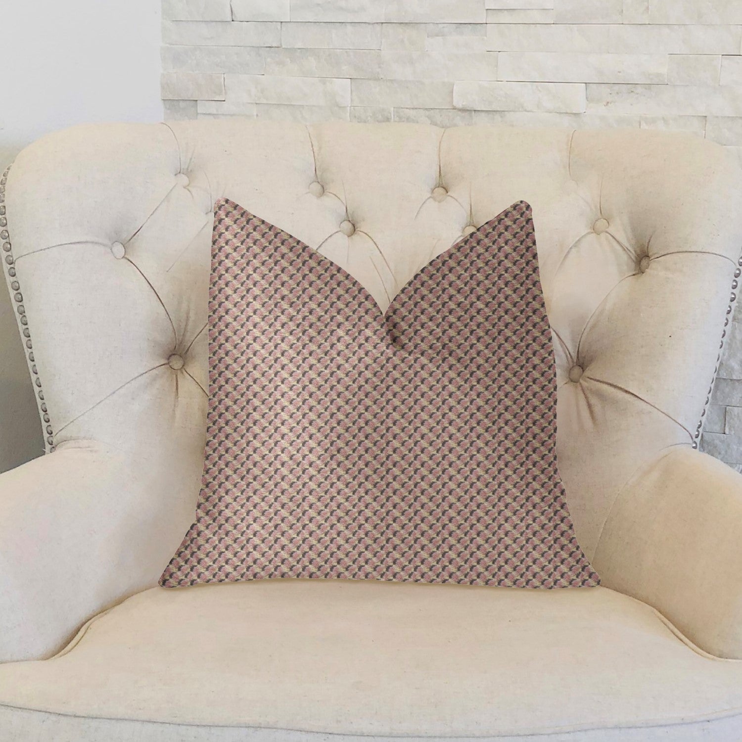 Ellie Pearl  Pink and Ivory Luxury Throw Pillow-1