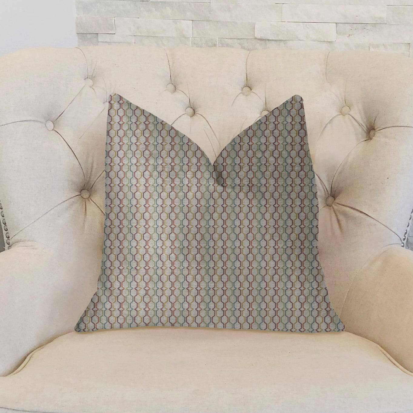 Jazzy Straw Multicolor Luxury Throw Pillow-1