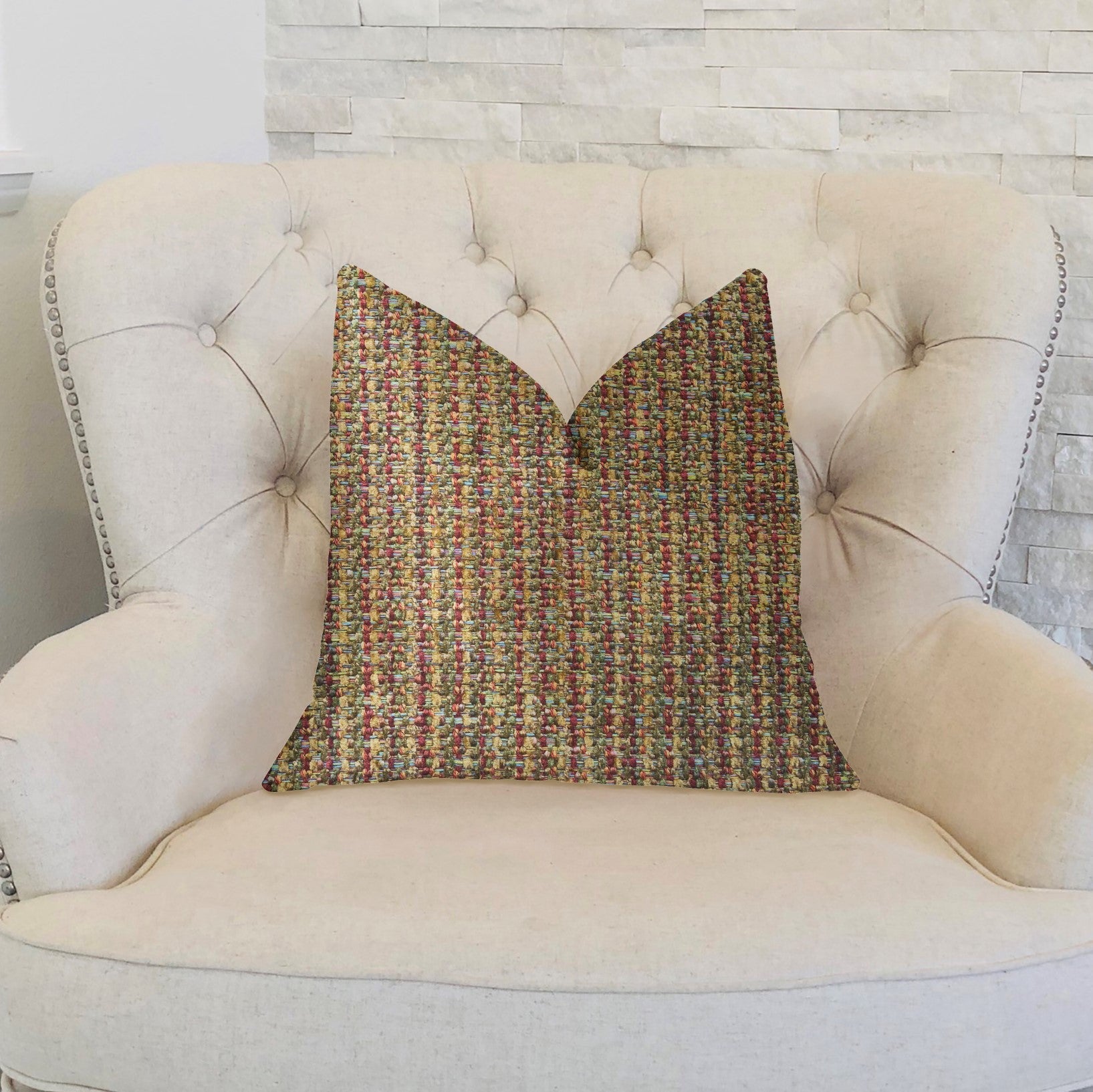 Prismatic Red and Brown Luxury Throw Pillow-1