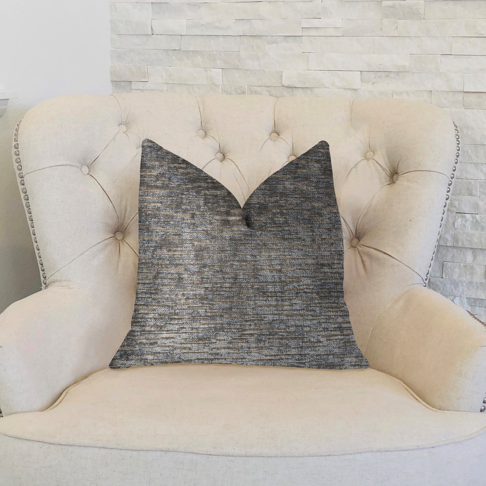 Drizziling Mist Gray Luxury Throw Pillow-1