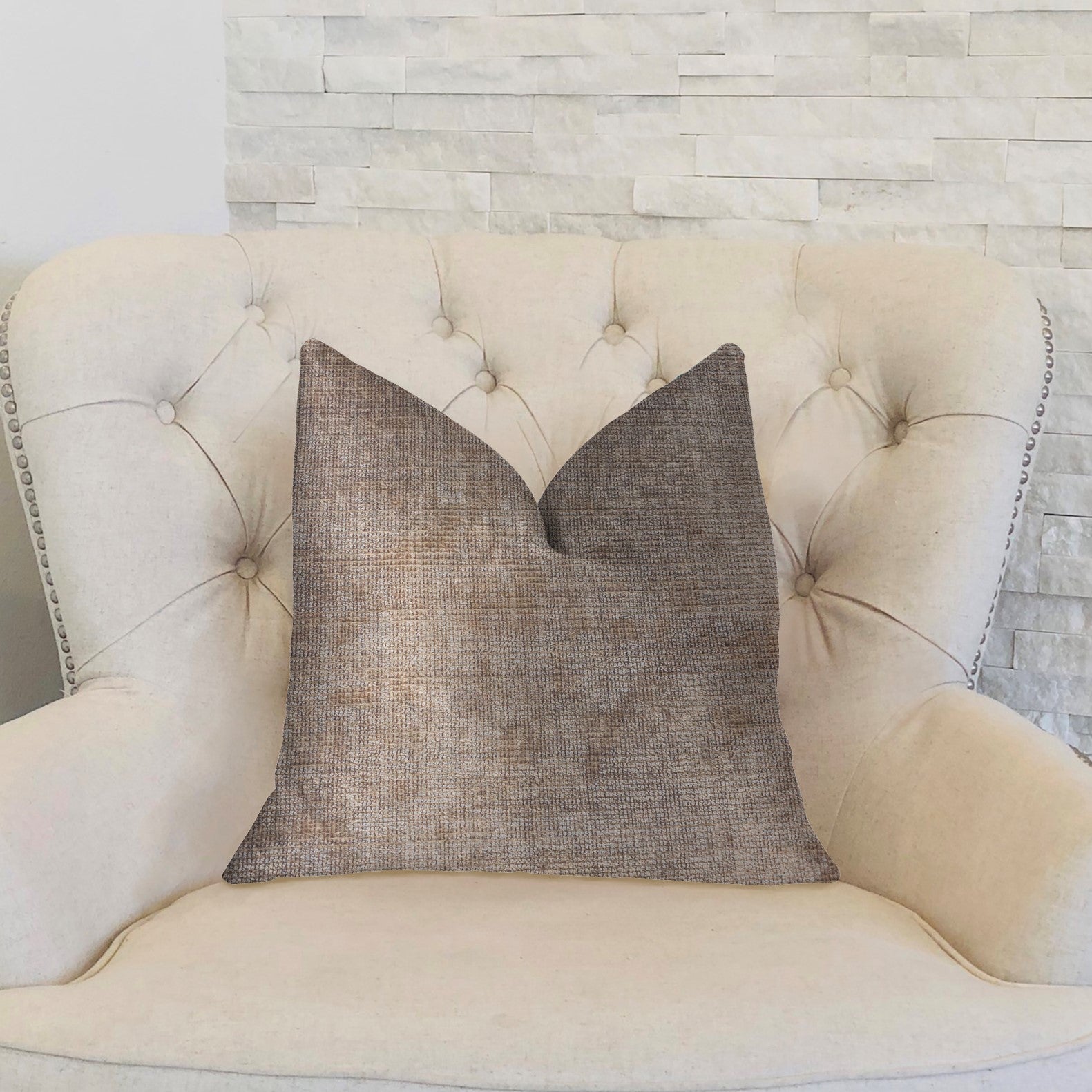 Monroe Bisque Beige Luxury Throw Pillow-1