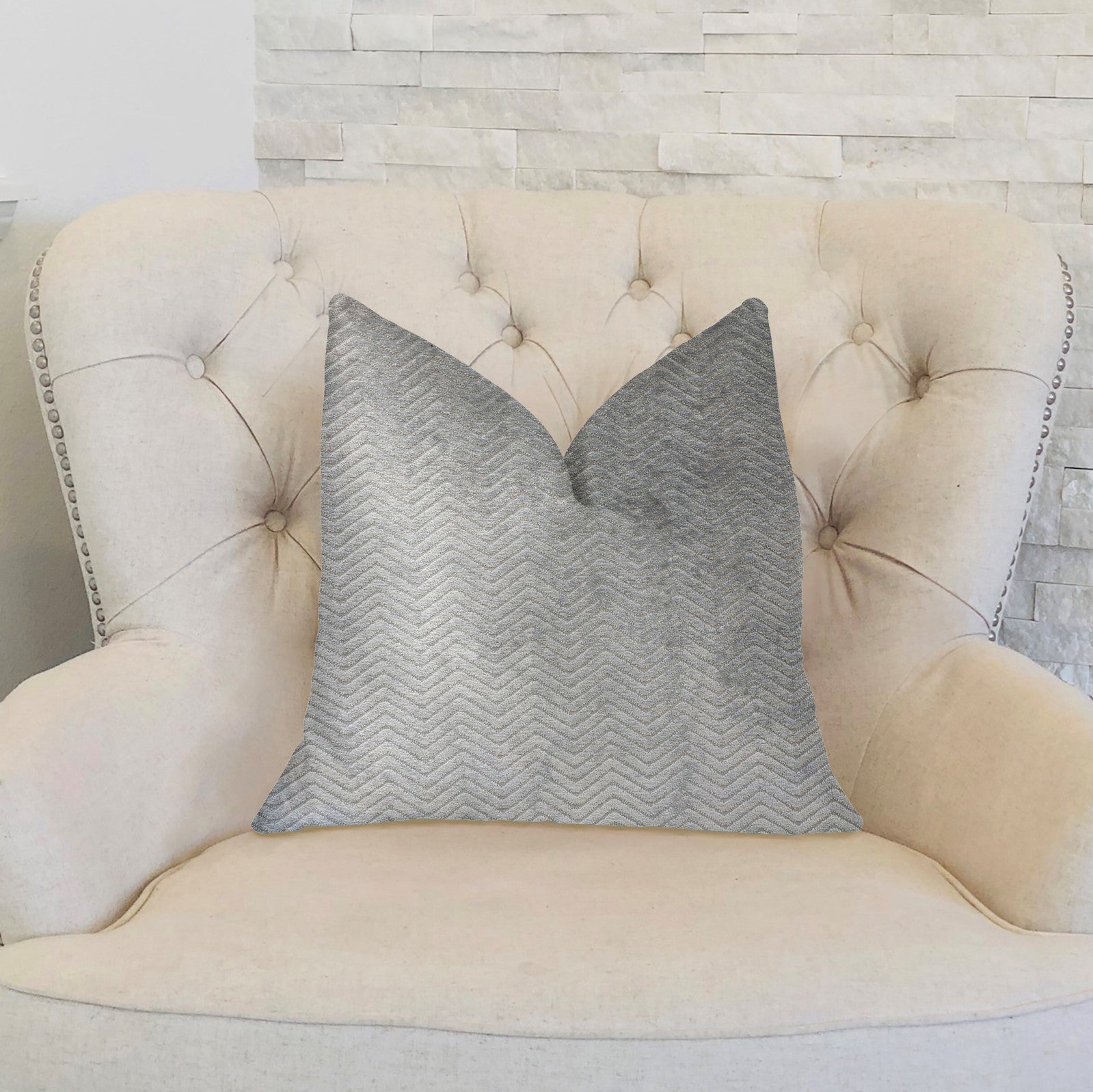 Silver Moon Gray and Silver Luxury Throw Pillow-1