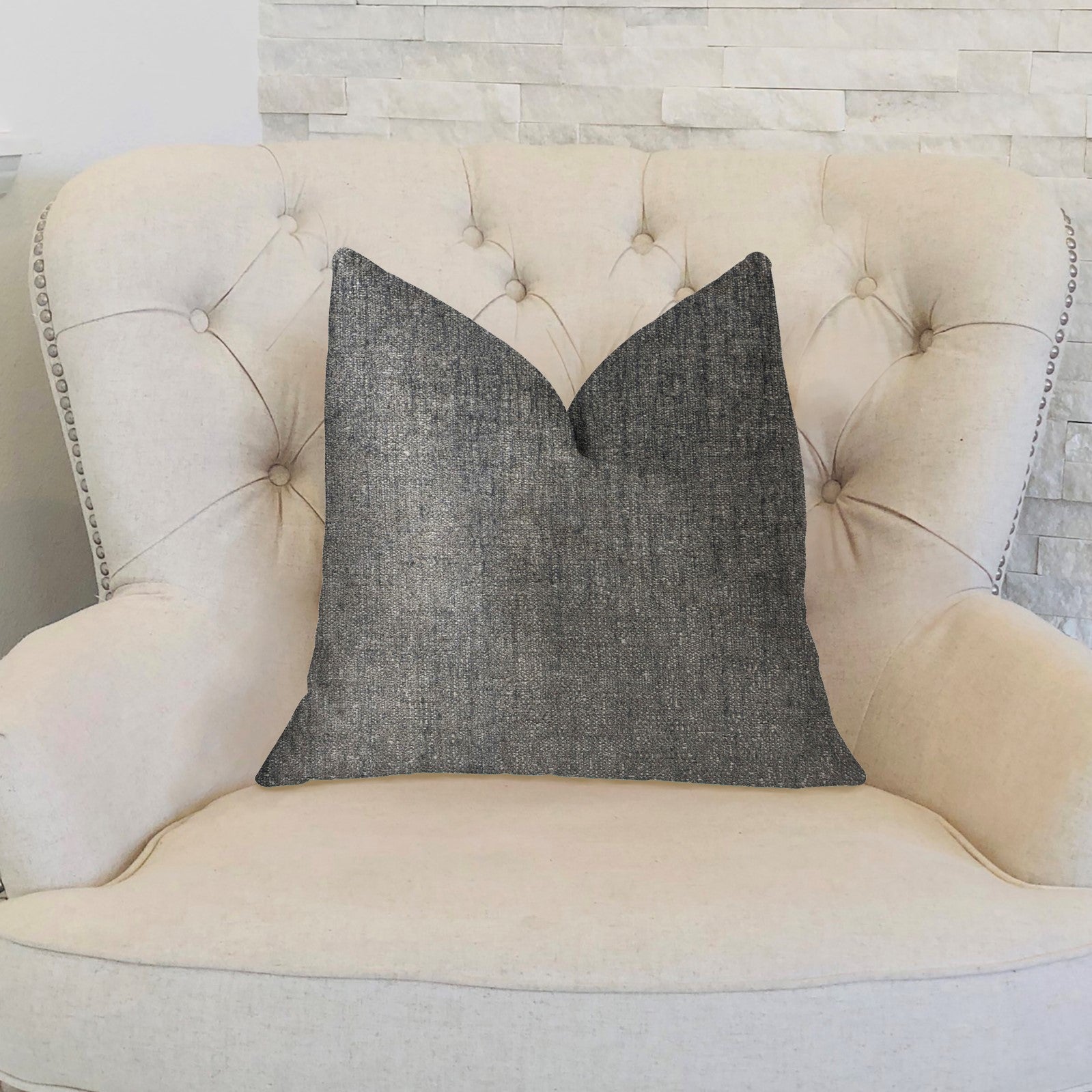 Cambridge Gray and Silver Luxury Throw Pillow-1