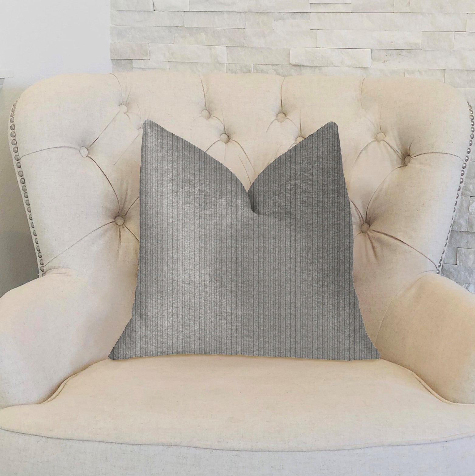 Fremont Gray and Silver Luxury Throw Pillow-1