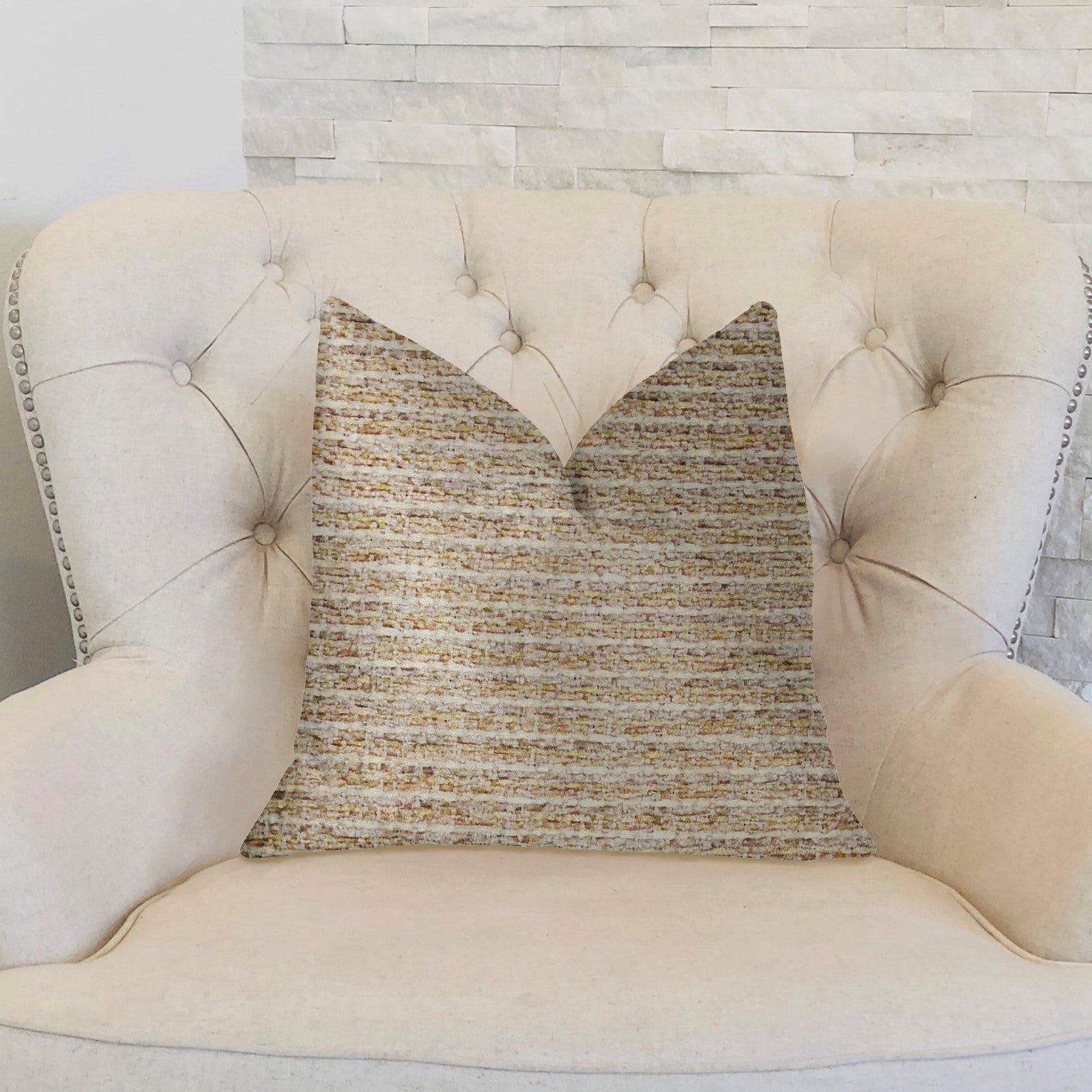 Willow Creek Beige and Ivory Luxury Throw Pillow-1