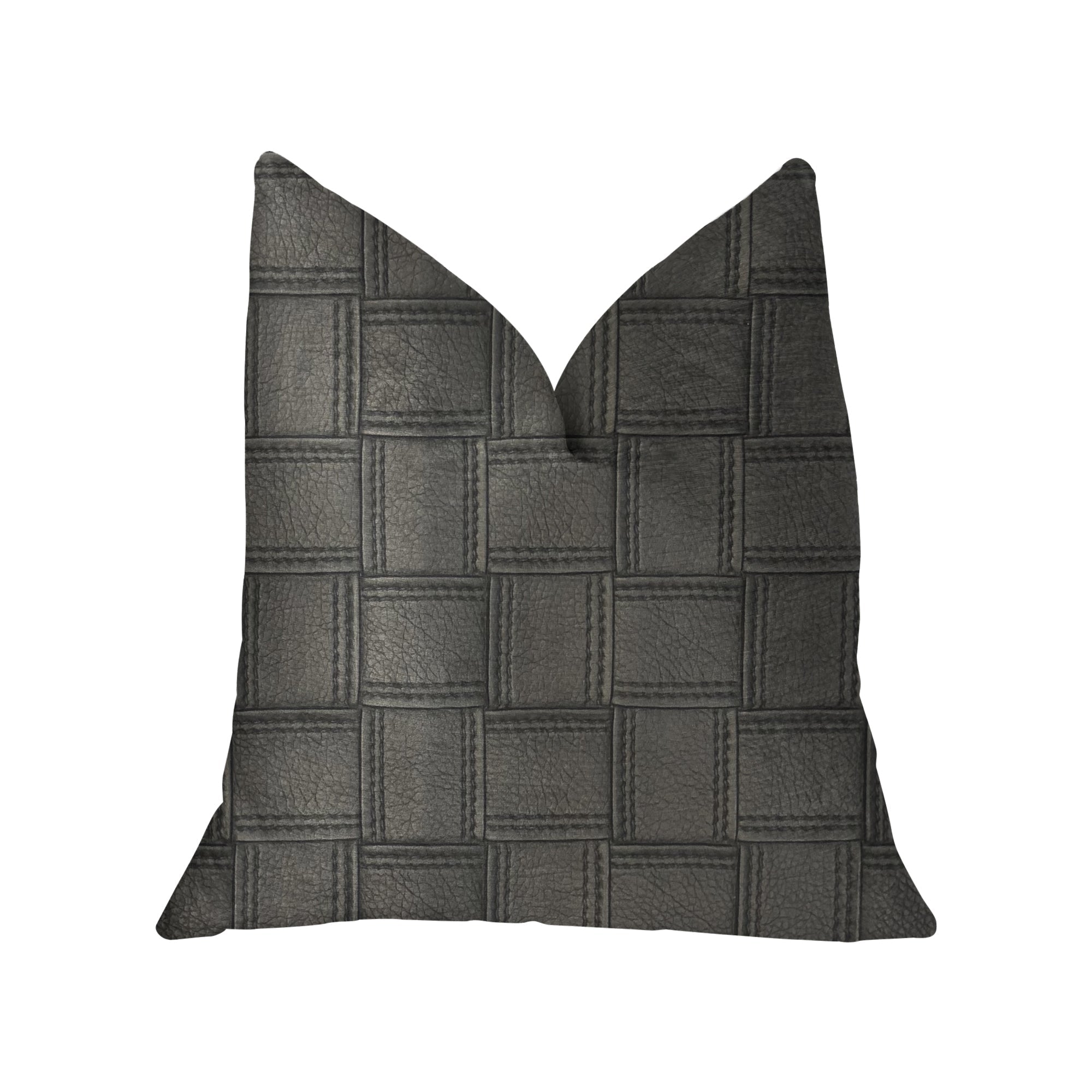 Licorice Black Artificial Leather Luxury Throw Pillow-0