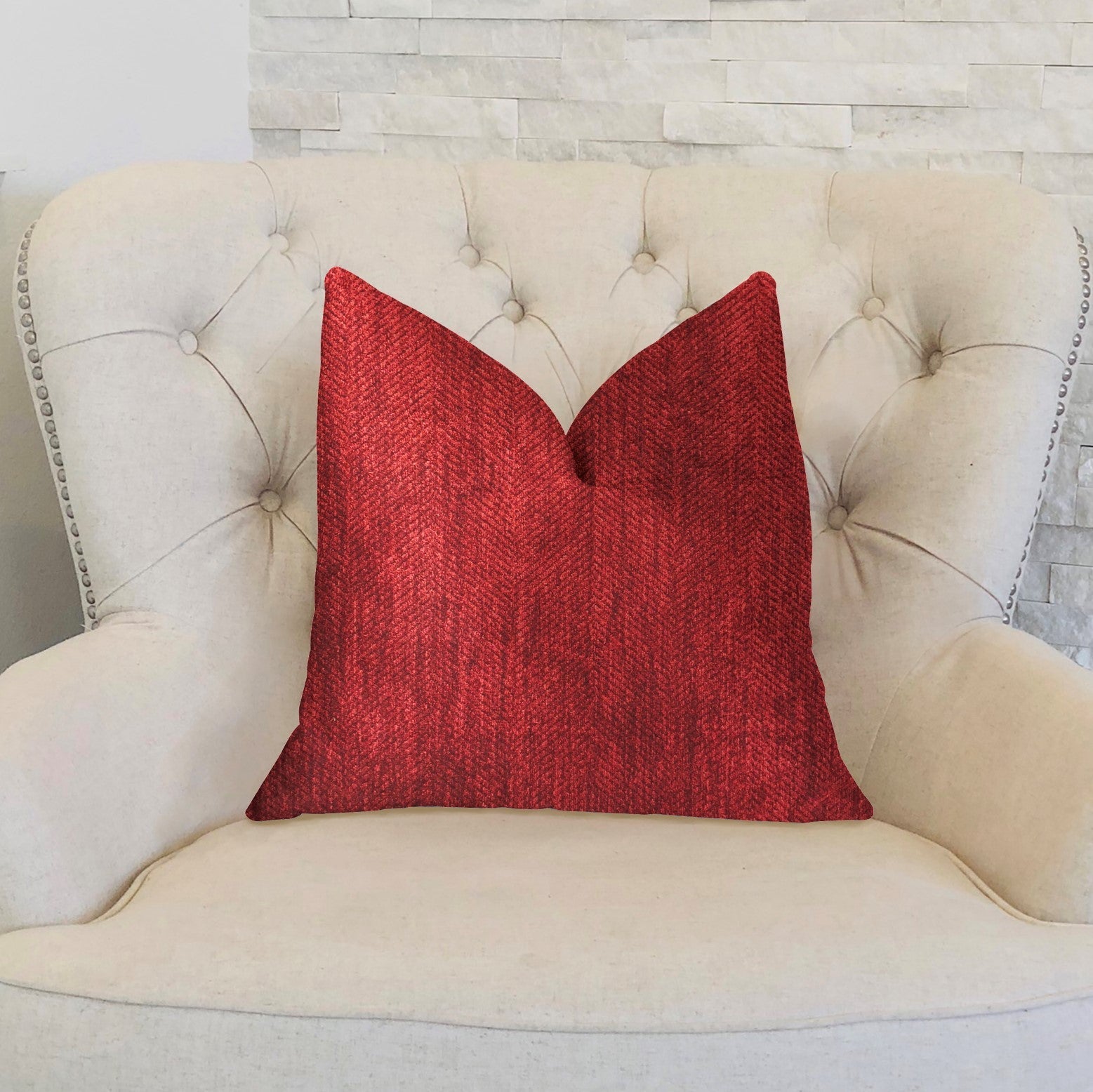 Sangria Cherry Red Luxury Throw Pillow-1