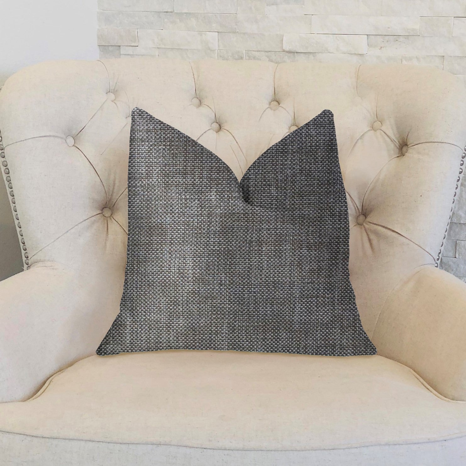 Grey Pebble Silver Luxury Throw Pillow-1