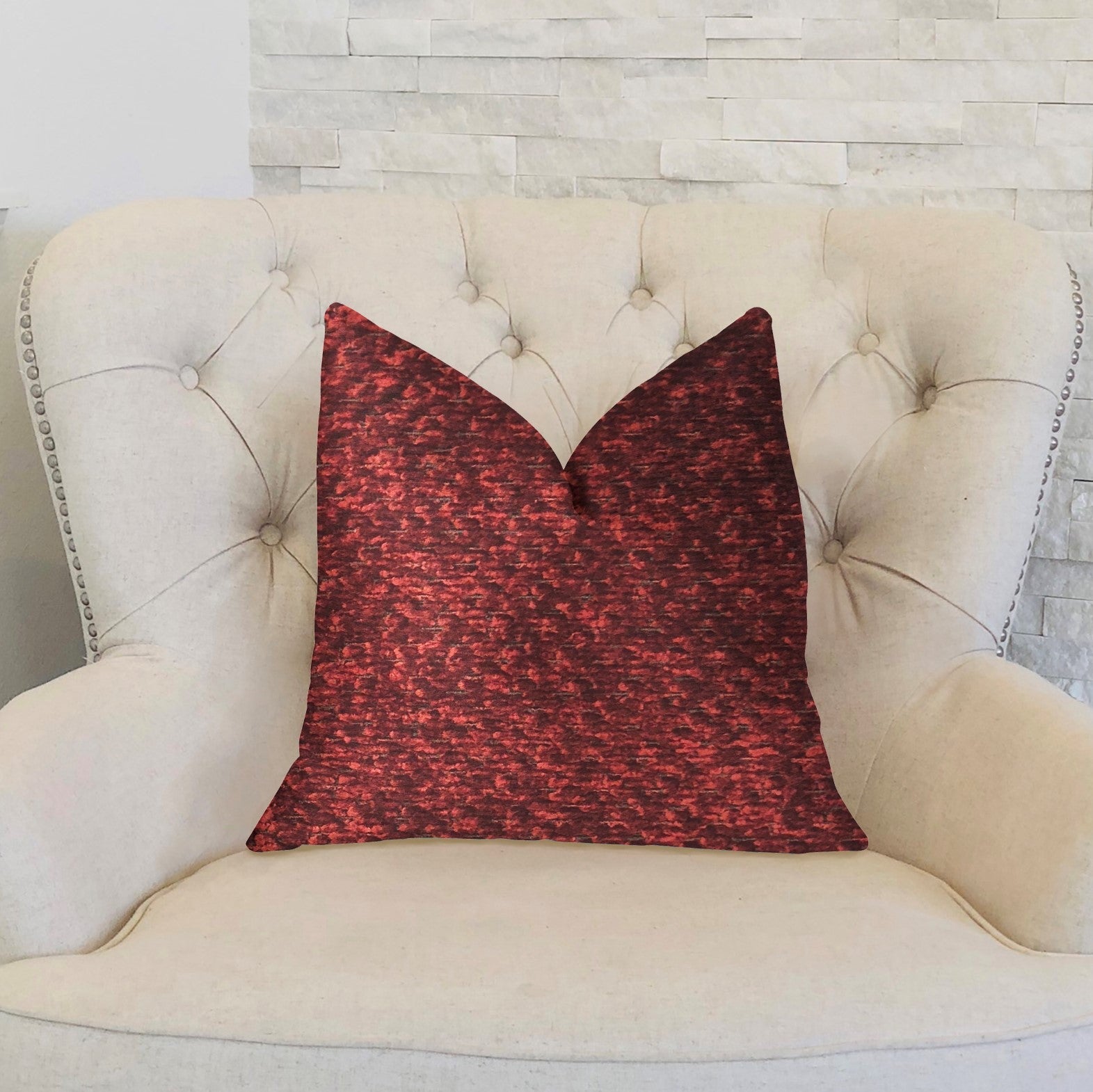 Hibiscus Burgundy Red Luxury Throw Pillow-1