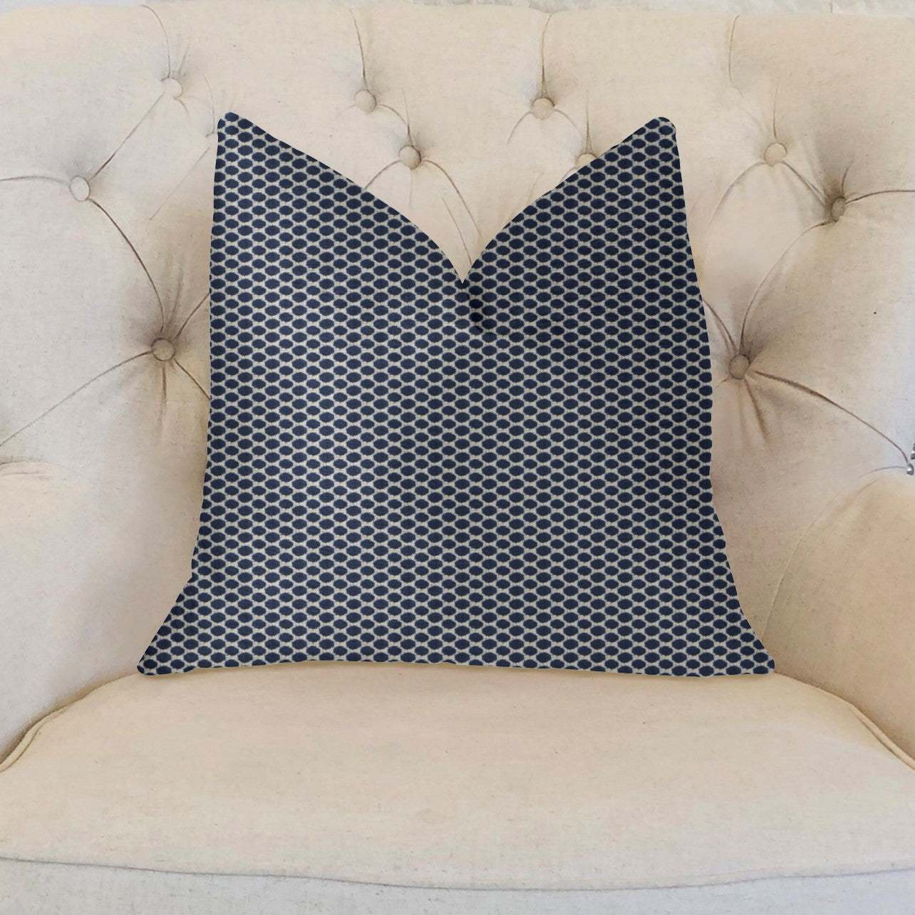 Blackwell Blue and Beige Luxury Throw Pillow-1