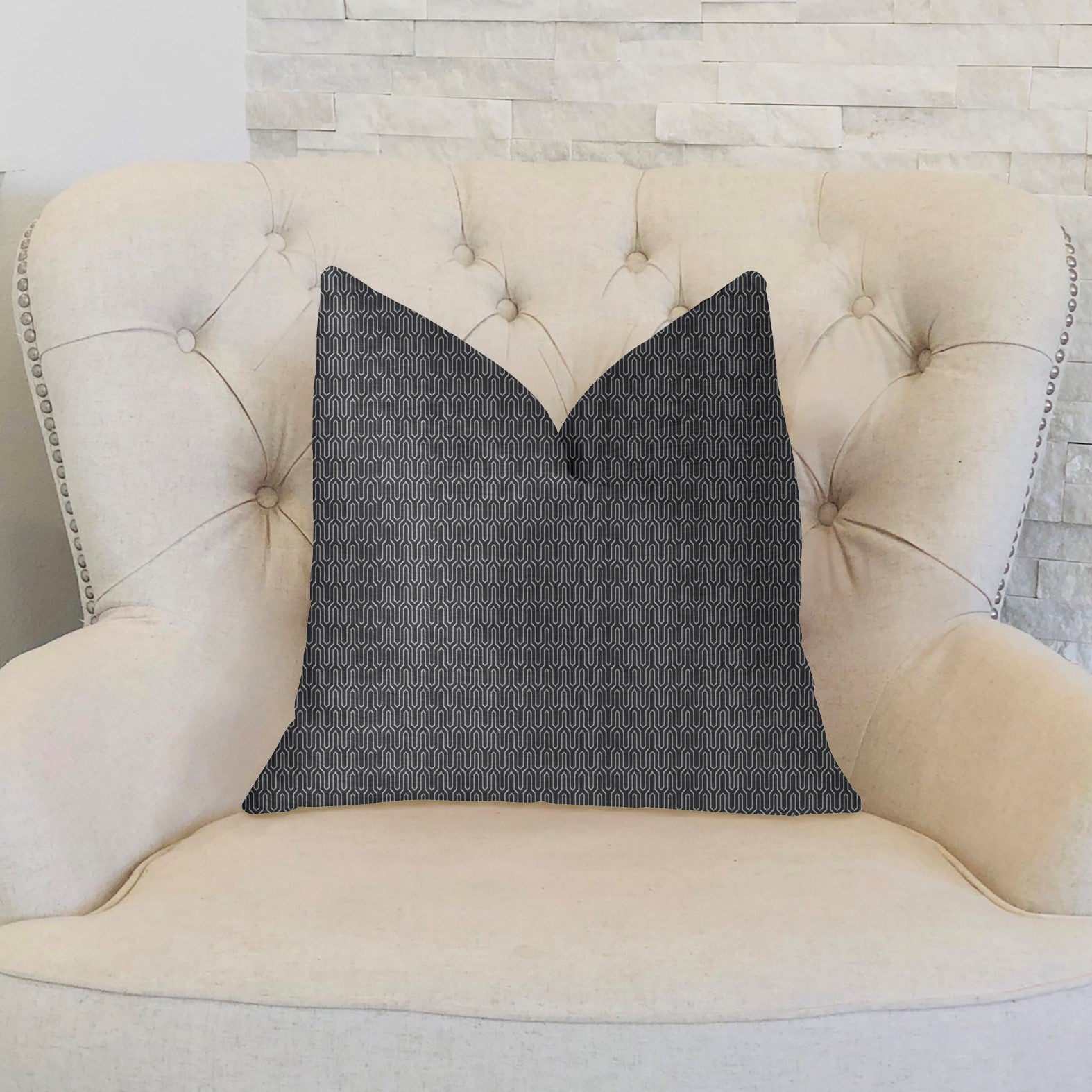 Milan Flare Black and Beige Luxury Throw Pillow-1