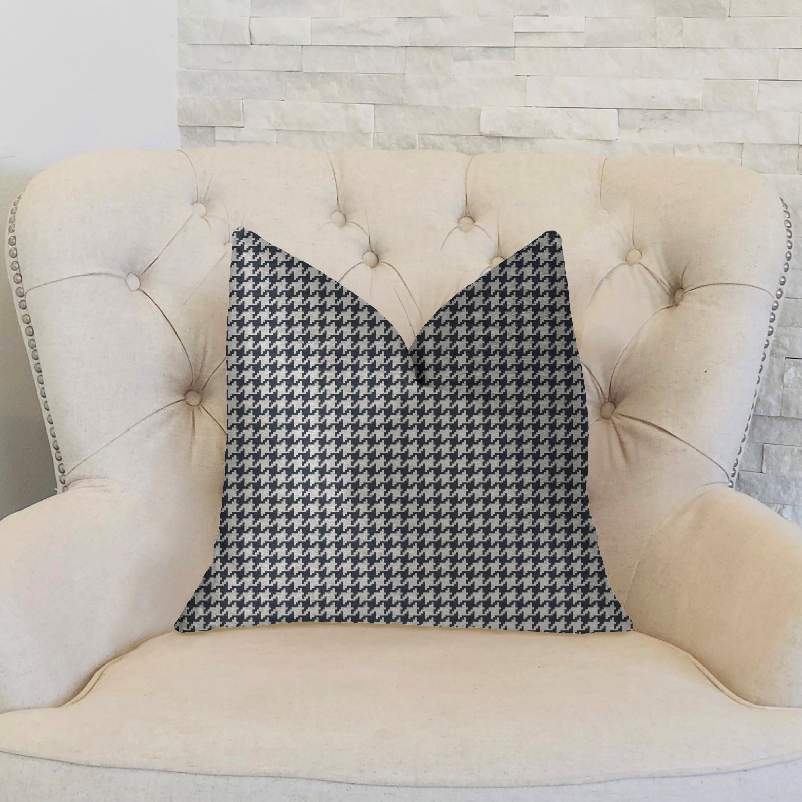 Element Black and White Luxury Throw Pillow-1