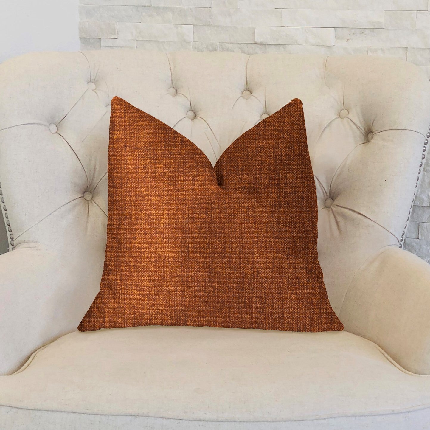 Burnt Cedar Orange Luxury Throw Pillow-1