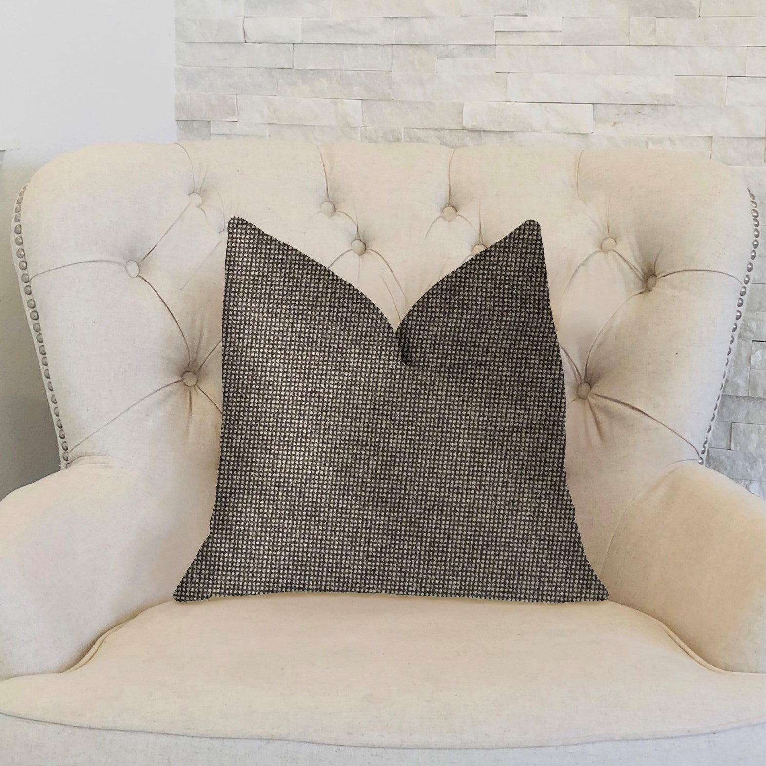 Abigail  Charcoal Luxury Throw Pillow-1