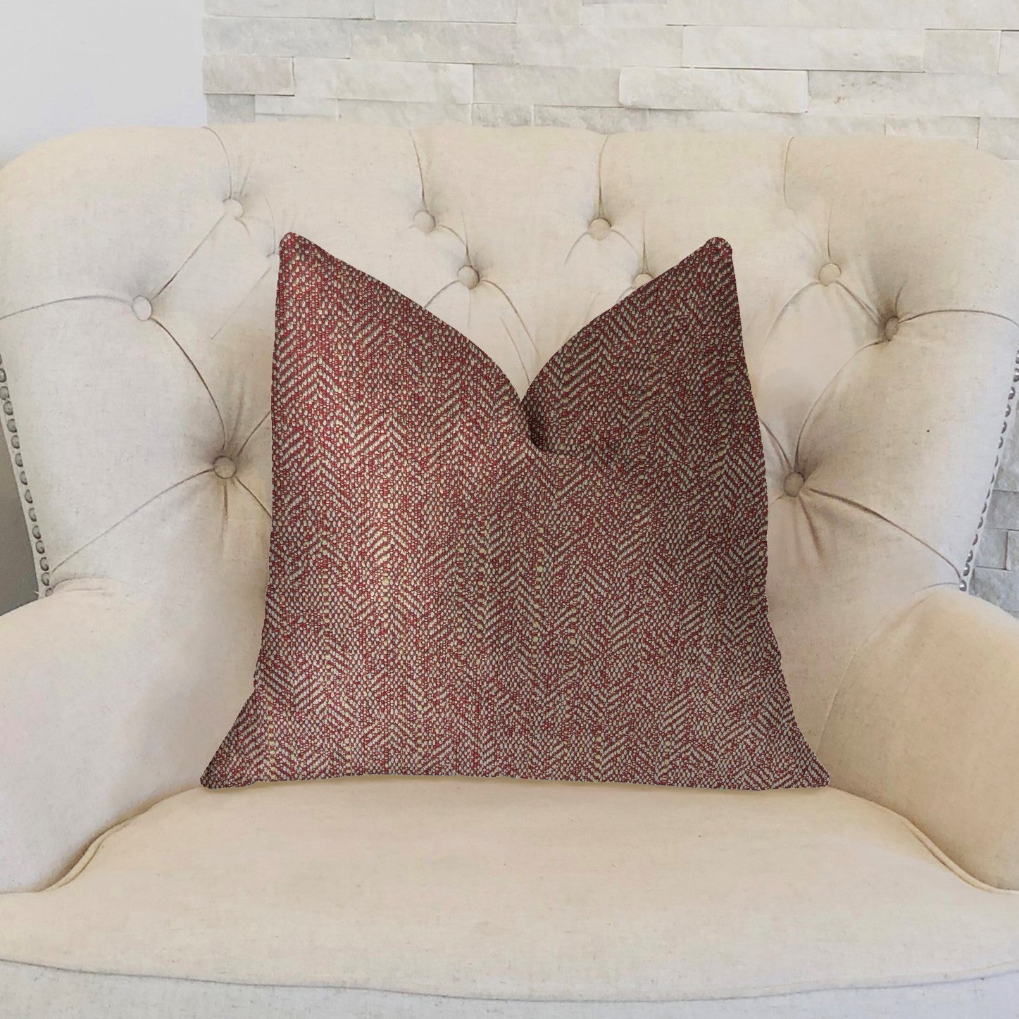 Antoinette Red and Gold Luxury Throw Pillow-1